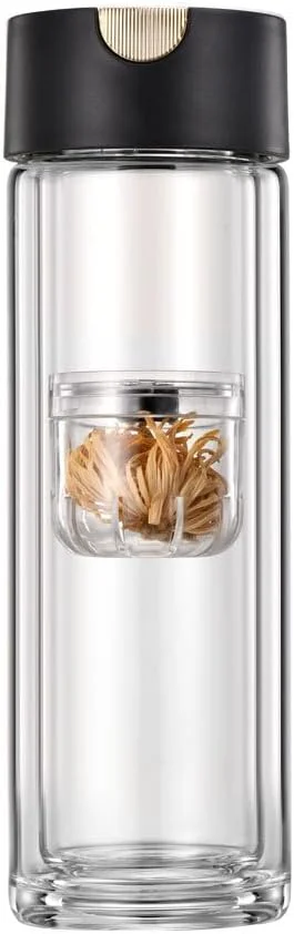 ماگ چای قابل حمل بیگ تری با آهنربا، فیلتر جدا کننده آب چای، بطری نوشیدنی، فنجان چای شیشه ای بوروسیلیکات دو جداره، بطری مسافرتی جدا کننده چای 320 میلی لیتر