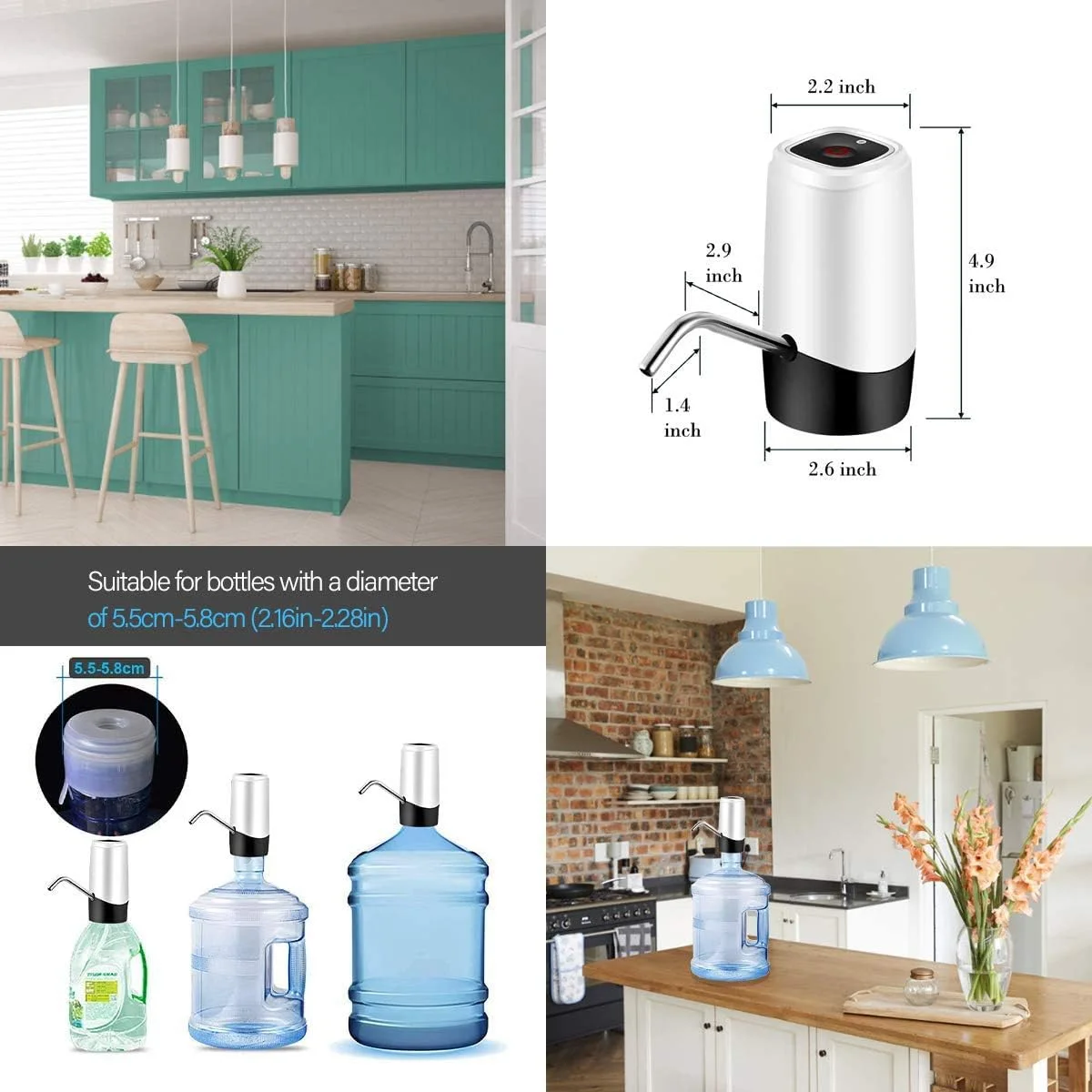 دیسپنسر آب اتوماتیک قابل حمل USB مدل Cheelom TECHVIDA، پمپ آب آشامیدنی برقی بی سیم قابل شارژ، پمپاژ سریع، سوئیچ دیسپنسر پمپ آب بطری گالن جهانی دیسپنسر آب اتوماتیک قابل حمل USB مدل Cheelom TECHVIDA، پمپ آب آشامیدنی برقی بی سیم قابل شارژ، پمپاژ سریع، سوئیچ دیسپنسر پمپ آب بطری گالن جهانی