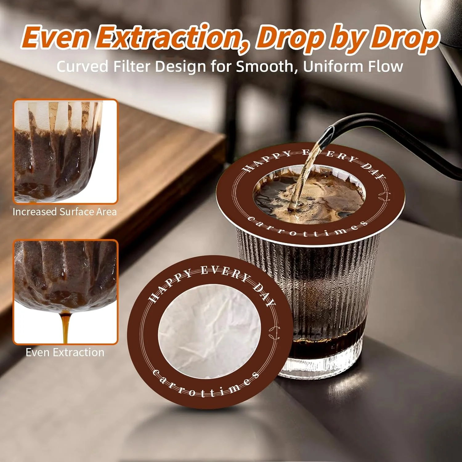 فیلتر قهوه یکبار مصرف یوفو Carrottimes، بسته 20 عددی، فیلتر قهوه قابل حمل، فیلتر کاغذی کوچک برای قهوه قطره ای، ایده آل برای کمپینگ، خانه، دفتر، مسافرت (قهوه ای)