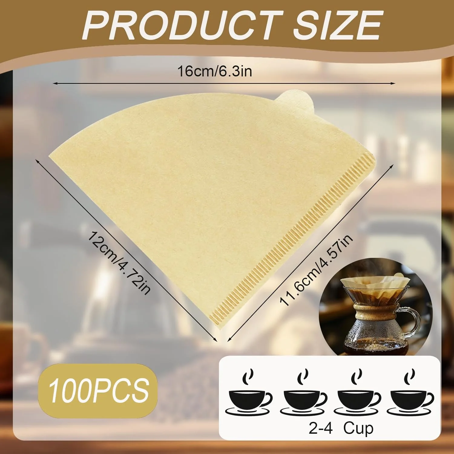 فیلتر قهوه مخروطی V60 Bacane، فیلترهای قهوه یکبار مصرف 100 عددی، فیلترهای قهوه بدون سفید کننده با طراحی مناسب برای قهوه سازهای پور اور و قطره ای، 2-4 فنجان، قهوه ای فیلتر قهوه مخروطی V60 Bacane، فیلترهای قهوه یکبار مصرف 100 عددی، فیلترهای قهوه بدون سفید کننده با طراحی مناسب برای قهوه سازهای پور اور و قطره ای، 2-4 فنجان، قهوه ای