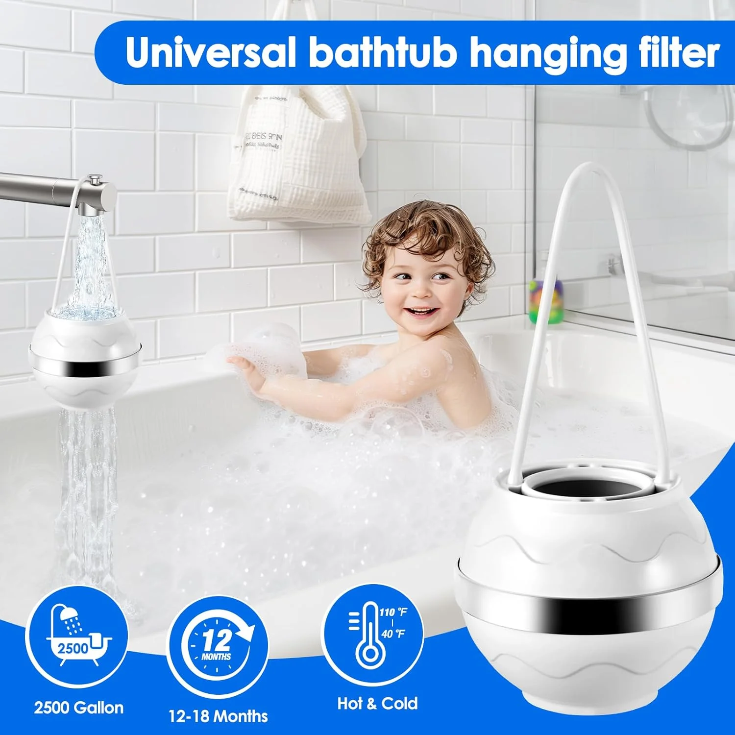 Bath Filter for Babies and Adults - Bath Ball Filter, Bathtub Water Filter, Removes Contaminants for Smoother Skin, Hair, Nails, Bathtub Tap Water Filter for Bathtub Water Softer Purifier, BPA-Free Bath Filter for Babies and Adults - Bath Ball Filter, Bathtub Water Filter, Removes Contaminants for Smoother Skin, Hair, Nails, Bathtub Tap Water Filter for Bathtub Water Softer Purifier, BPA-Free