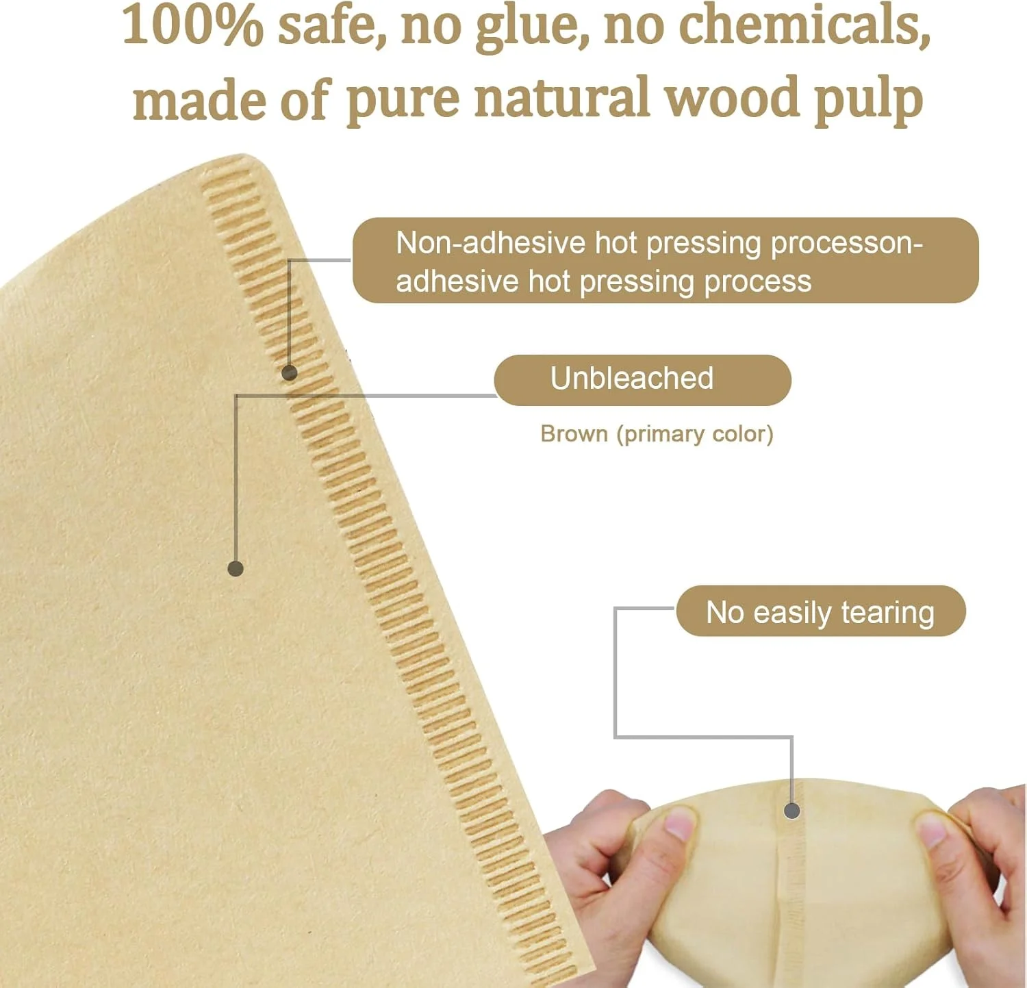 فیلتر قهوه مخروطی V60 Bacane، فیلترهای قهوه یکبار مصرف 100 عددی، فیلترهای قهوه بدون سفید کننده با طراحی مناسب برای قهوه سازهای پور اور و قطره ای، 2-4 فنجان، قهوه ای فیلتر قهوه مخروطی V60 Bacane، فیلترهای قهوه یکبار مصرف 100 عددی، فیلترهای قهوه بدون سفید کننده با طراحی مناسب برای قهوه سازهای پور اور و قطره ای، 2-4 فنجان، قهوه ای