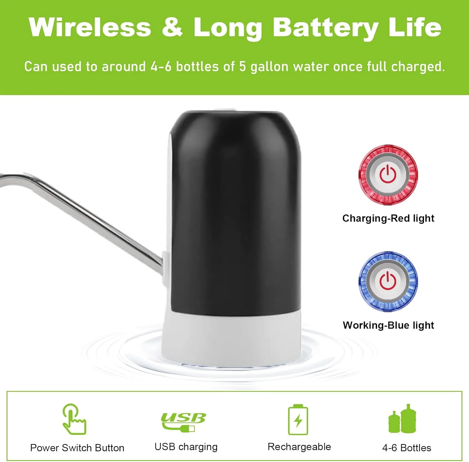 آب سرد کن 5 گالن Calogy، پمپ آب آشامیدنی برقی با باتری قابل شارژ، پمپ بطری آب اتوماتیک قابل حمل برای کمپینگ، آشپزخانه، خانه و دفتر آب سرد کن 5 گالن Calogy، پمپ آب آشامیدنی برقی با باتری قابل شارژ، پمپ بطری آب اتوماتیک قابل حمل برای کمپینگ، آشپزخانه، خانه و دفتر