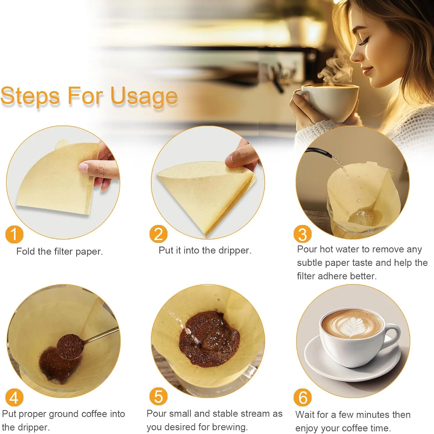 فیلتر قهوه مخروطی V60 Bacane، فیلترهای قهوه یکبار مصرف 100 عددی، فیلترهای قهوه بدون سفید کننده با طراحی مناسب برای قهوه سازهای پور اور و قطره ای، 2-4 فنجان، قهوه ای فیلتر قهوه مخروطی V60 Bacane، فیلترهای قهوه یکبار مصرف 100 عددی، فیلترهای قهوه بدون سفید کننده با طراحی مناسب برای قهوه سازهای پور اور و قطره ای، 2-4 فنجان، قهوه ای