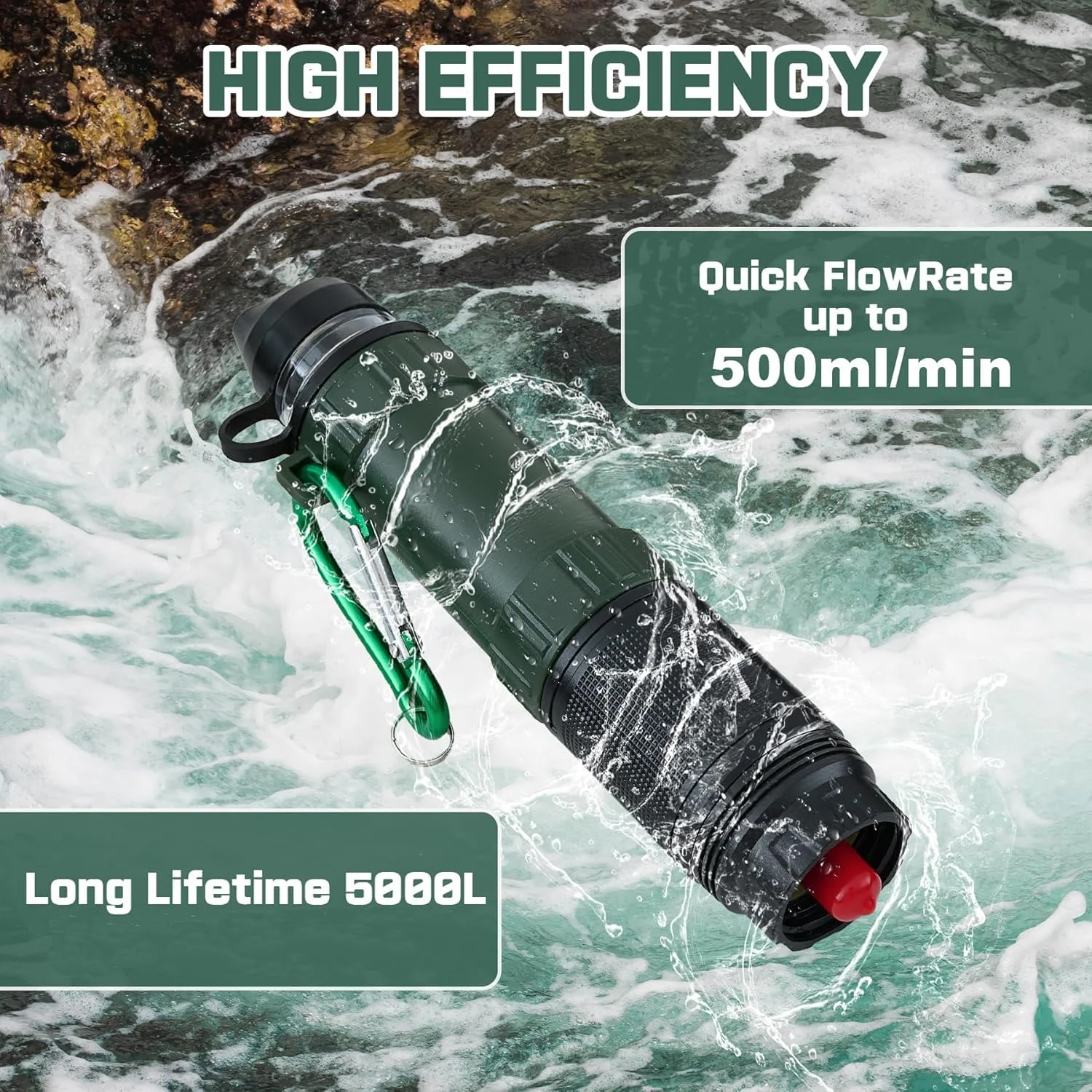 Azonee Water Filter Straw, Outdoor Portable Water Purifying Device Personal Water Filtration Survival for Emergency Kits Outdoor Activities and Hiking Water Filter Camping Travel Survival Backpacking Azonee Water Filter Straw, Outdoor Portable Water Purifying Device Personal Water Filtration Survival for Emergency Kits Outdoor Activities and Hiking Water Filter Camping Travel Survival Backpacking