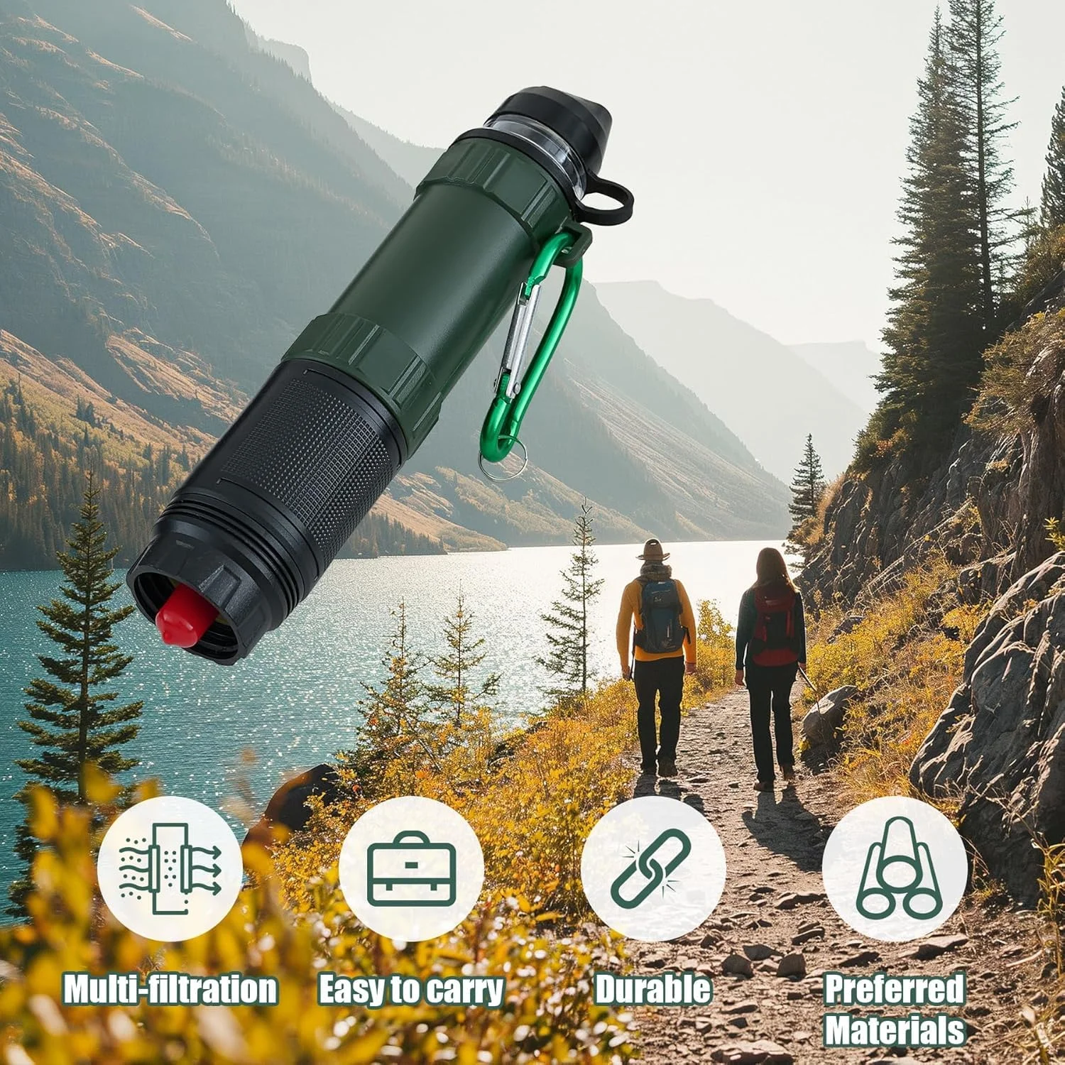 Azonee Water Filter Straw, Outdoor Portable Water Purifying Device Personal Water Filtration Survival for Emergency Kits Outdoor Activities and Hiking Water Filter Camping Travel Survival Backpacking Azonee Water Filter Straw, Outdoor Portable Water Purifying Device Personal Water Filtration Survival for Emergency Kits Outdoor Activities and Hiking Water Filter Camping Travel Survival Backpacking