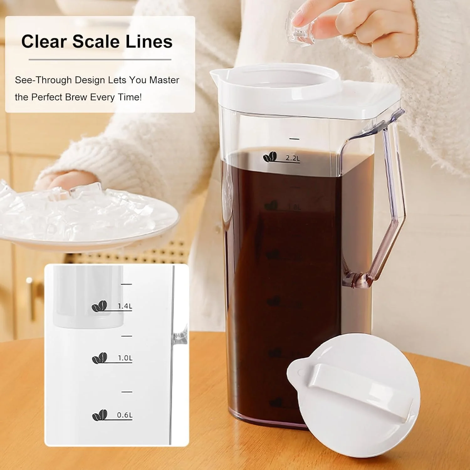 دستگاه قهوه ساز کلد برو Azonee با ظرفیت 2200 میلی لیتر (74 اونس)، پارچ قابل حمل قهوه و چای سرد با فیلتر توری ریز و درب، کارافه شیشه ای بوروسیلیکات ضد نشت برای خانه یا کمپینگ دستگاه قهوه ساز کلد برو Azonee با ظرفیت 2200 میلی لیتر (74 اونس)، پارچ قابل حمل قهوه و چای سرد با فیلتر توری ریز و درب، کارافه شیشه ای بوروسیلیکات ضد نشت برای خانه یا کمپینگ