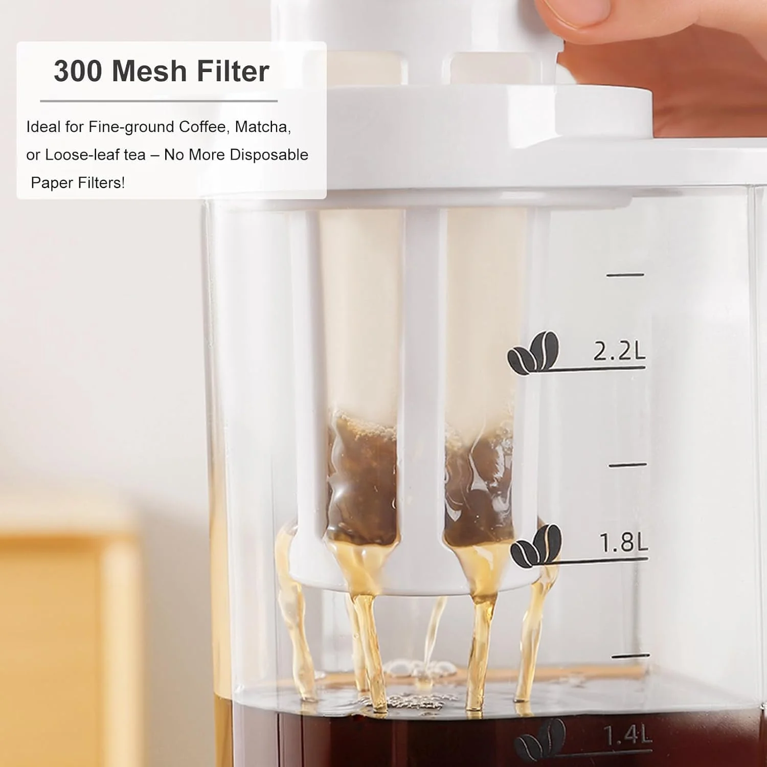 دستگاه قهوه ساز کلد برو Azonee با ظرفیت 2200 میلی لیتر (74 اونس)، پارچ قابل حمل قهوه و چای سرد با فیلتر توری ریز و درب، کارافه شیشه ای بوروسیلیکات ضد نشت برای خانه یا کمپینگ دستگاه قهوه ساز کلد برو Azonee با ظرفیت 2200 میلی لیتر (74 اونس)، پارچ قابل حمل قهوه و چای سرد با فیلتر توری ریز و درب، کارافه شیشه ای بوروسیلیکات ضد نشت برای خانه یا کمپینگ