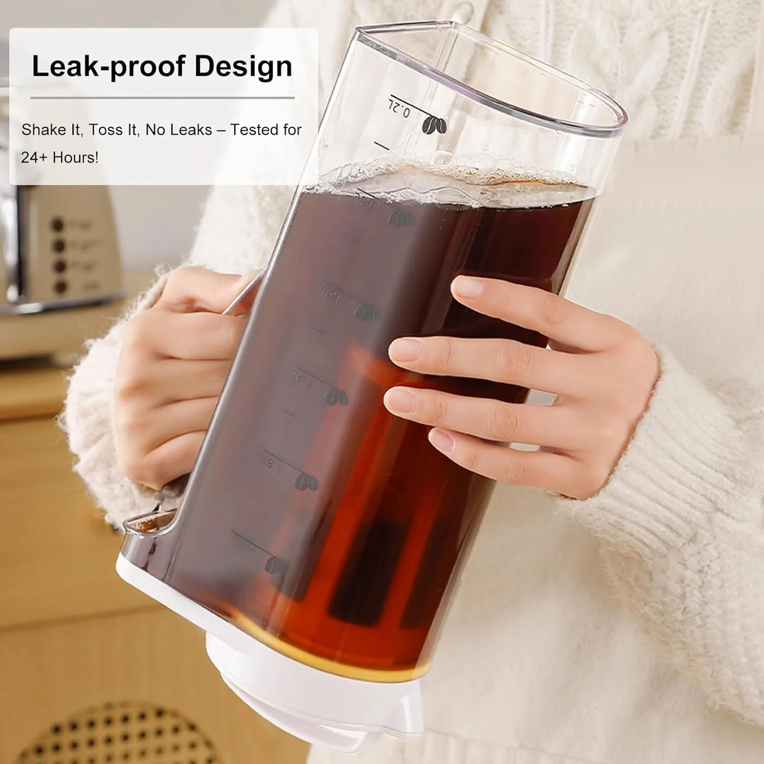 دستگاه قهوه ساز کلد برو Azonee با ظرفیت 2200 میلی لیتر (74 اونس)، پارچ قابل حمل قهوه و چای سرد با فیلتر توری ریز و درب، کارافه شیشه ای بوروسیلیکات ضد نشت برای خانه یا کمپینگ دستگاه قهوه ساز کلد برو Azonee با ظرفیت 2200 میلی لیتر (74 اونس)، پارچ قابل حمل قهوه و چای سرد با فیلتر توری ریز و درب، کارافه شیشه ای بوروسیلیکات ضد نشت برای خانه یا کمپینگ