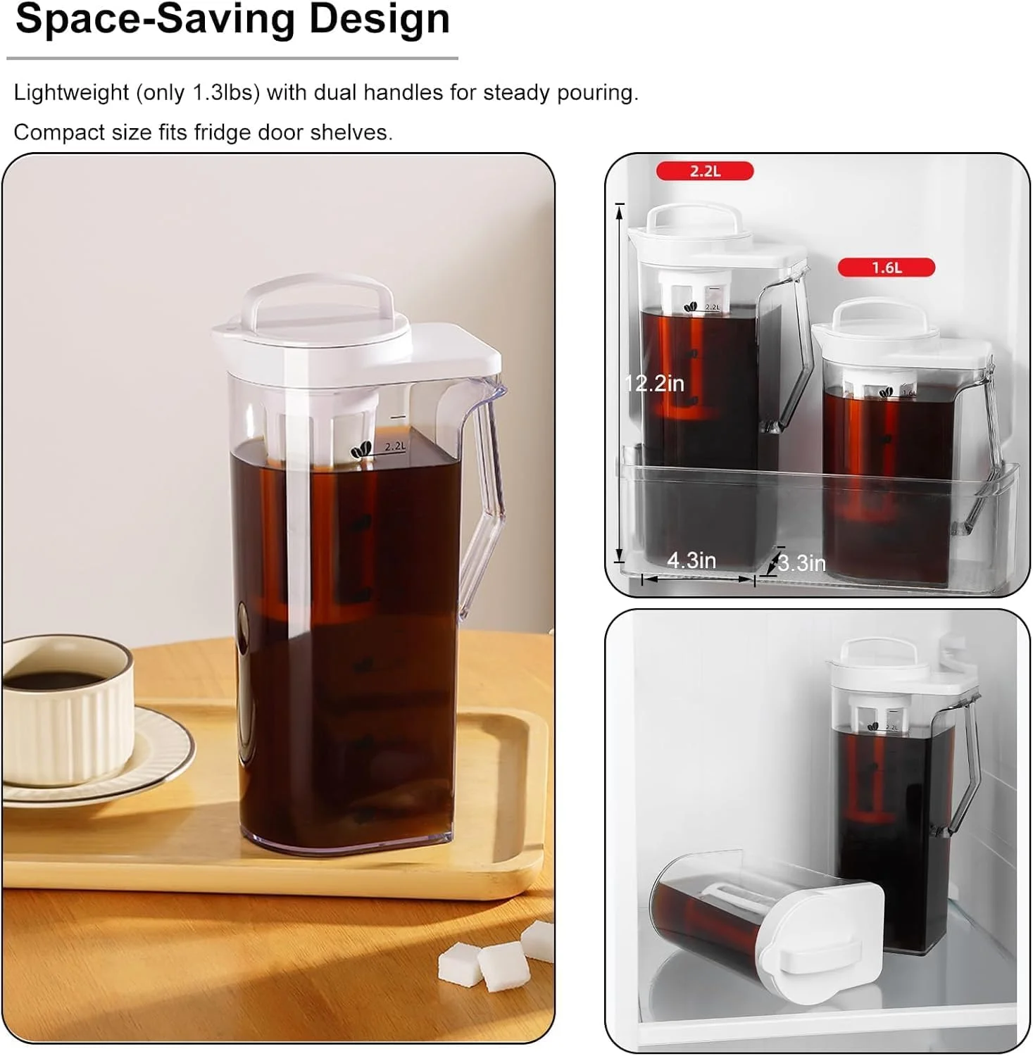 دستگاه قهوه ساز کلد برو Azonee با ظرفیت 2200 میلی لیتر (74 اونس)، پارچ قابل حمل قهوه و چای سرد با فیلتر توری ریز و درب، کارافه شیشه ای بوروسیلیکات ضد نشت برای خانه یا کمپینگ دستگاه قهوه ساز کلد برو Azonee با ظرفیت 2200 میلی لیتر (74 اونس)، پارچ قابل حمل قهوه و چای سرد با فیلتر توری ریز و درب، کارافه شیشه ای بوروسیلیکات ضد نشت برای خانه یا کمپینگ