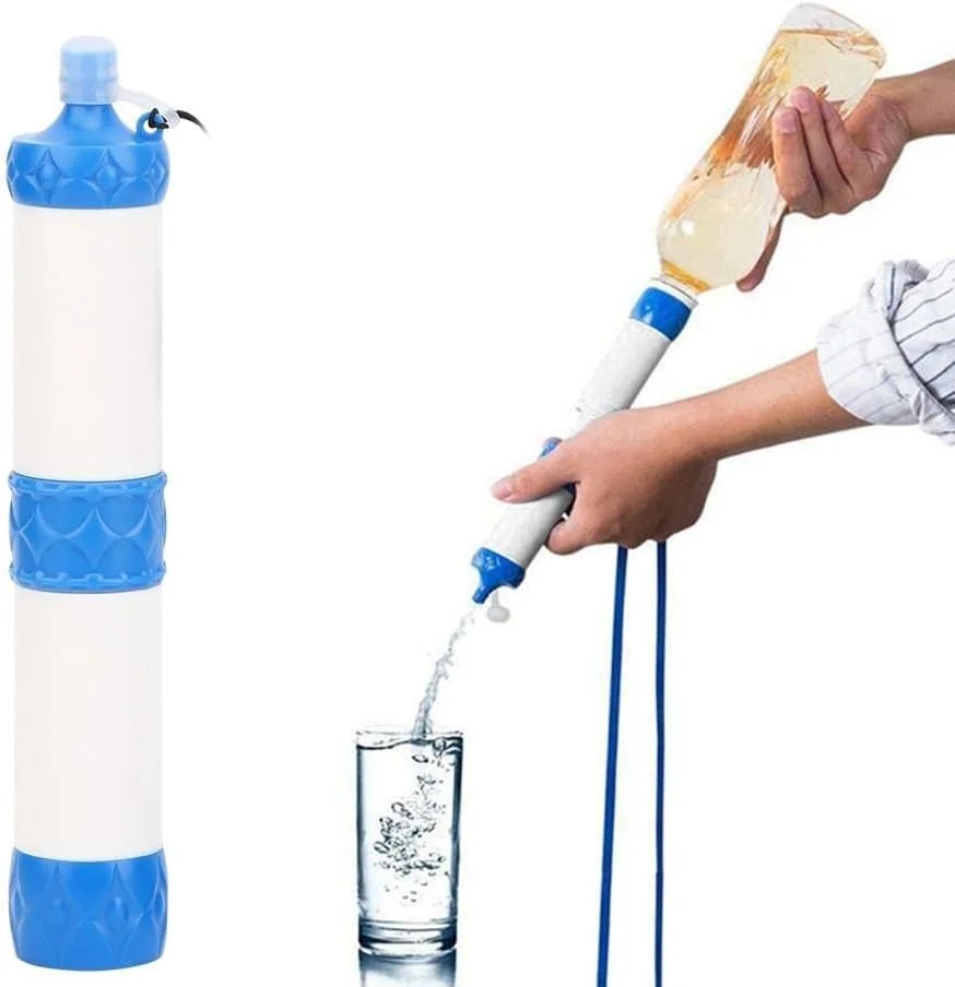 نی تصفیه آب آزونی، سیستم تصفیه آب قابل حمل برای بقا در فضای باز، تجهیزات بقا، تصفیه کننده آب اضطراری برای نوشیدن مستقیم در کمپینگ، مسافرت، کوله گردی