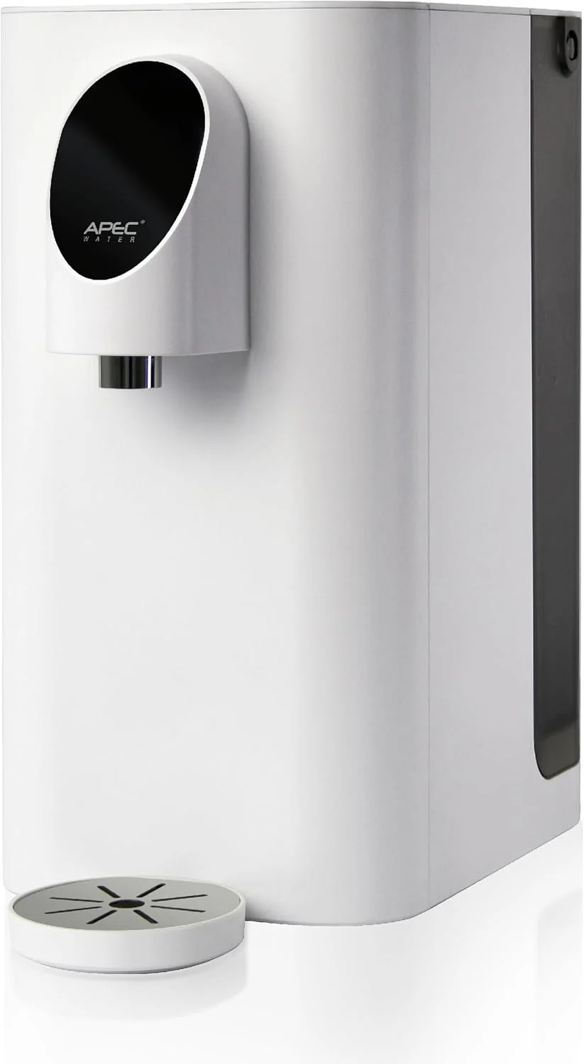 دستگاه تصفیه آب اسمز معکوس رومیزی APEC مدل ROCT-Plus با فیلتر کارآمد RO با نسبت پساب 3:1، آب داغ فوری با دقت ± 2 درجه سانتیگراد برای چای، فیلتراسیون UV