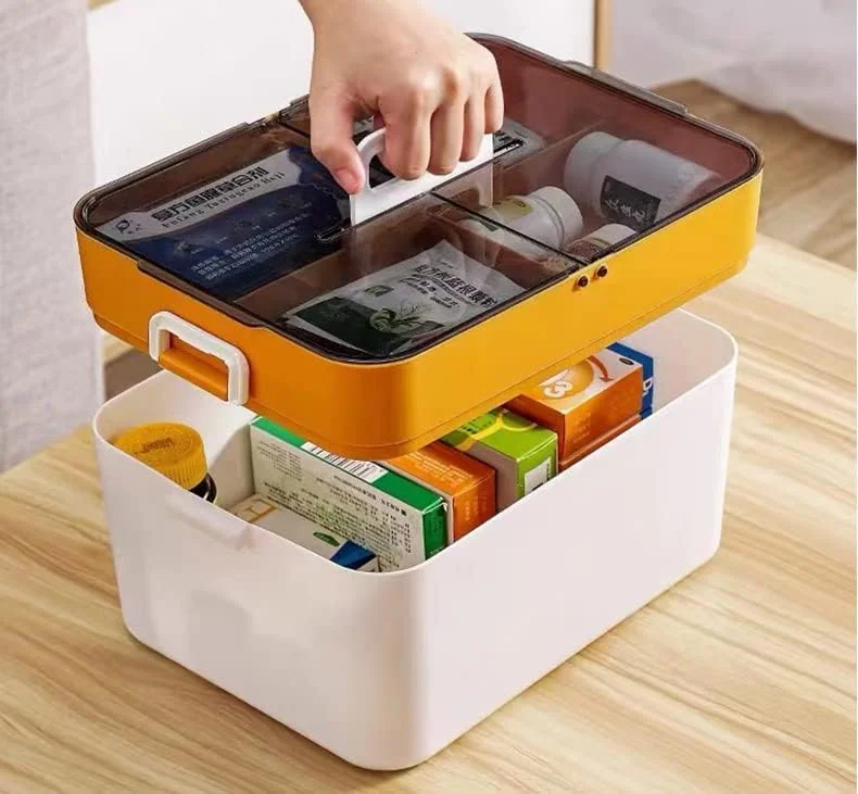 جعبه کمک های اولیه چند لایه بزرگ ZHENGJC، جعبه نگهداری دارو، سازمان دهنده جعبه کیت کمک های اولیه پلاستیکی با دسته