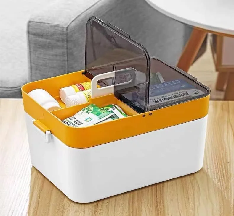 جعبه کمک های اولیه چند لایه بزرگ ZHENGJC، جعبه نگهداری دارو، سازمان دهنده جعبه کیت کمک های اولیه پلاستیکی با دسته