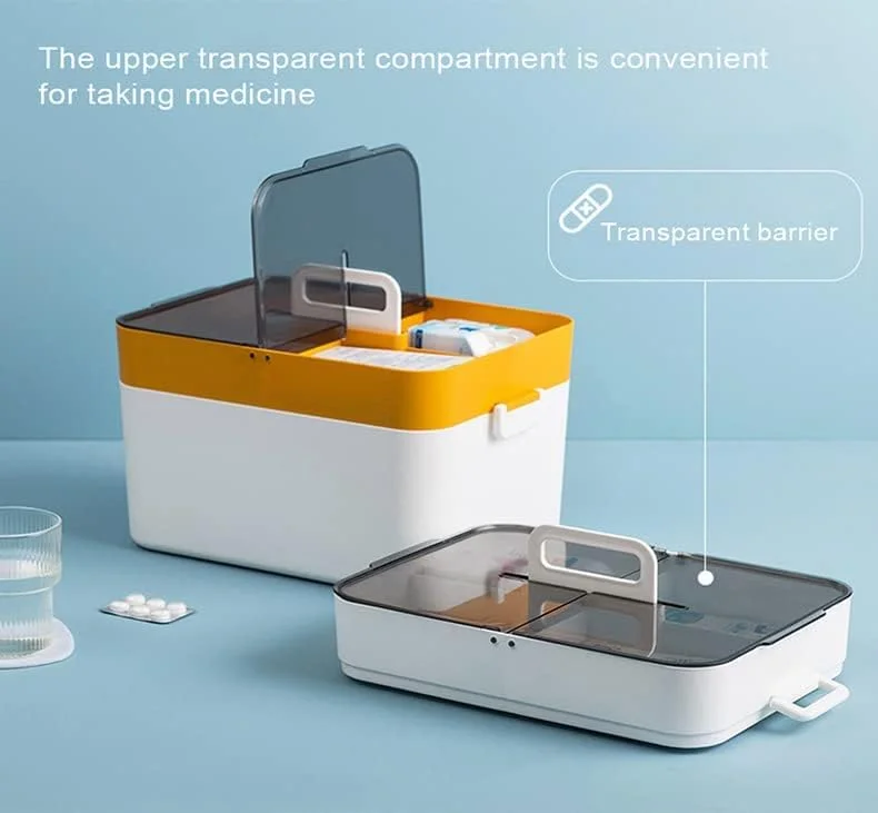 جعبه کمک های اولیه چند لایه بزرگ ZHENGJC، جعبه نگهداری دارو، سازمان دهنده جعبه کیت کمک های اولیه پلاستیکی با دسته