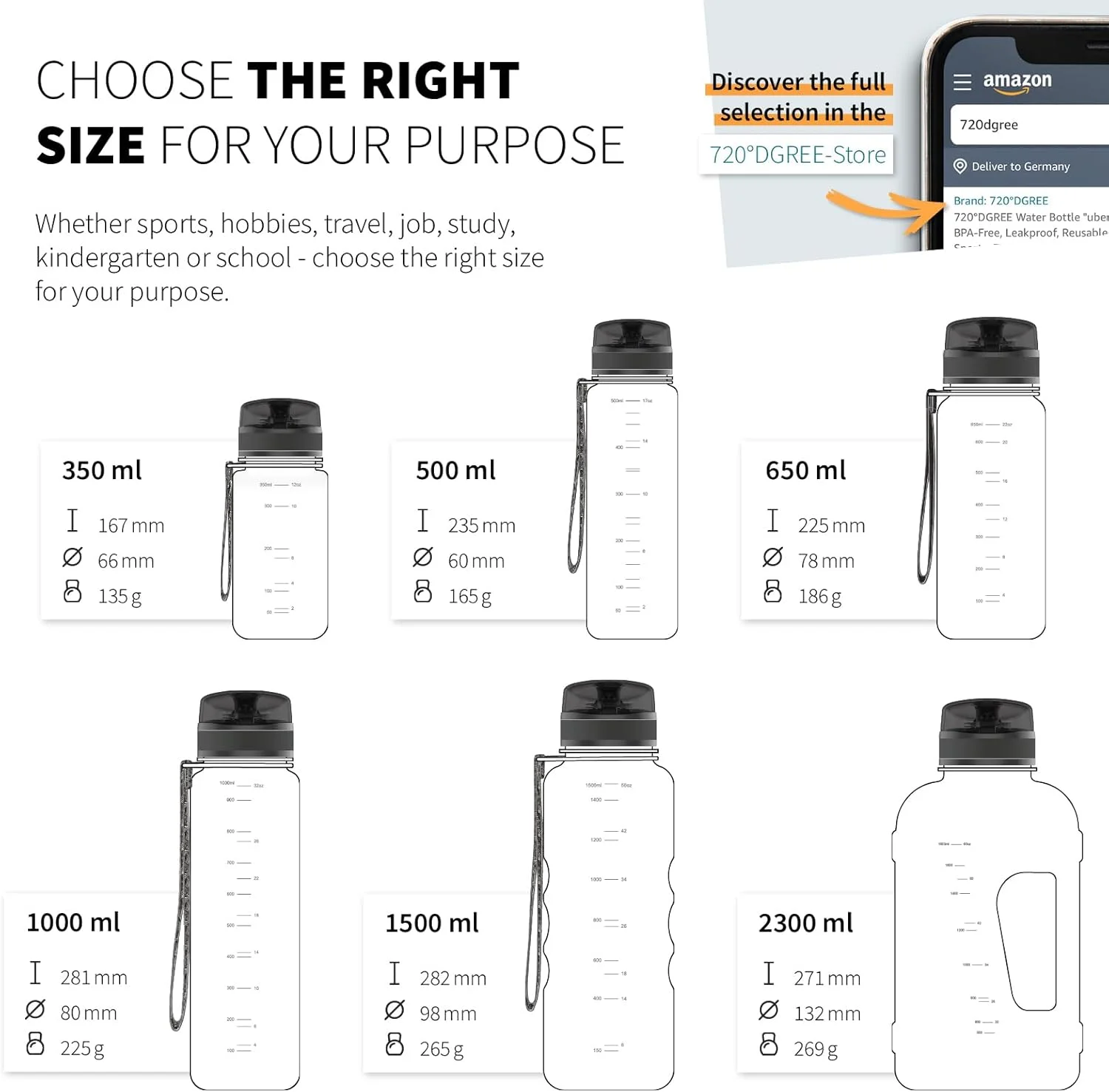 بطری آب 720°DGREE مدل uberBottle - در اندازه های 500 میلی لیتر، 650 میلی لیتر و 1 لیتر | بطری های ورزشی ضد نشت | مناسب مدرسه، ورزش، فضای باز، دوچرخه سواری، باشگاه، کودکان | دارای فیلتر میوه - بدون BPA، ساخته شده از تریتان، 1000 میلی لیتر، سبز