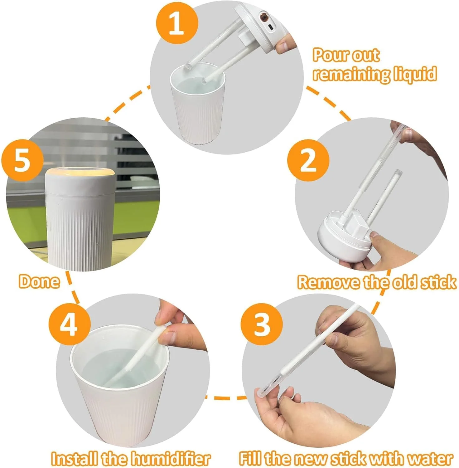 فیلتر رطوبت ساز 60 عددی - فیلترهای 6 اینچی رطوبت ساز، پخش کننده هوا، فتیله های خالص، فیلتر پنبه ای، فتیله های جایگزین برای پخش کننده کوچک قابل حمل در دفتر، اتاق خواب، خانه