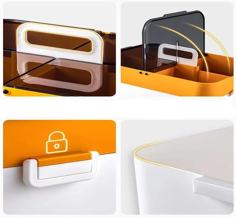 جعبه نگهداری دارو چند لایه با ظرفیت بالا ZHENGJC، جعبه سازمان دهنده کیت داروی اورژانسی، جعبه نگهداری داروی کمک های اولیه پلاستیکی با دسته