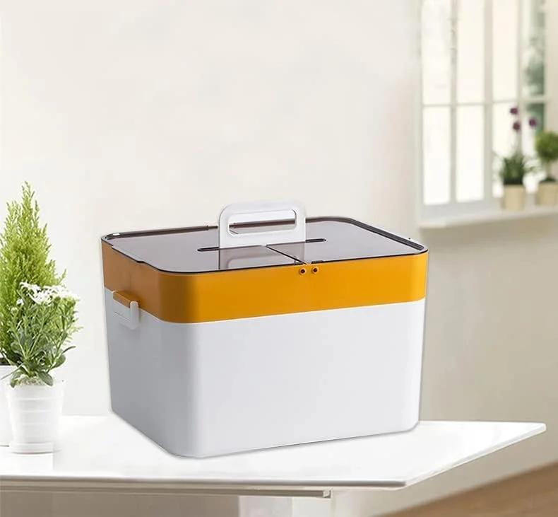 جعبه نگهداری دارو چند لایه با ظرفیت بالا ZHENGJC، جعبه سازمان دهنده کیت داروی اورژانسی، جعبه نگهداری داروی کمک های اولیه پلاستیکی با دسته