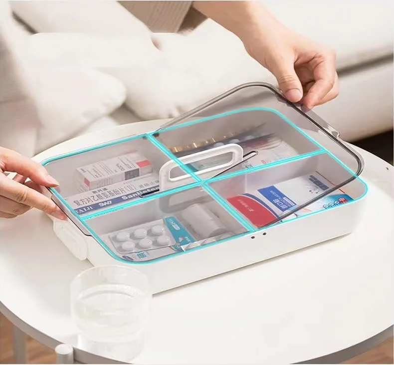 جعبه نگهداری دارو چند لایه با ظرفیت بالا ZHENGJC، جعبه سازمان دهنده کیت داروی اورژانسی، جعبه نگهداری داروی کمک های اولیه پلاستیکی با دسته