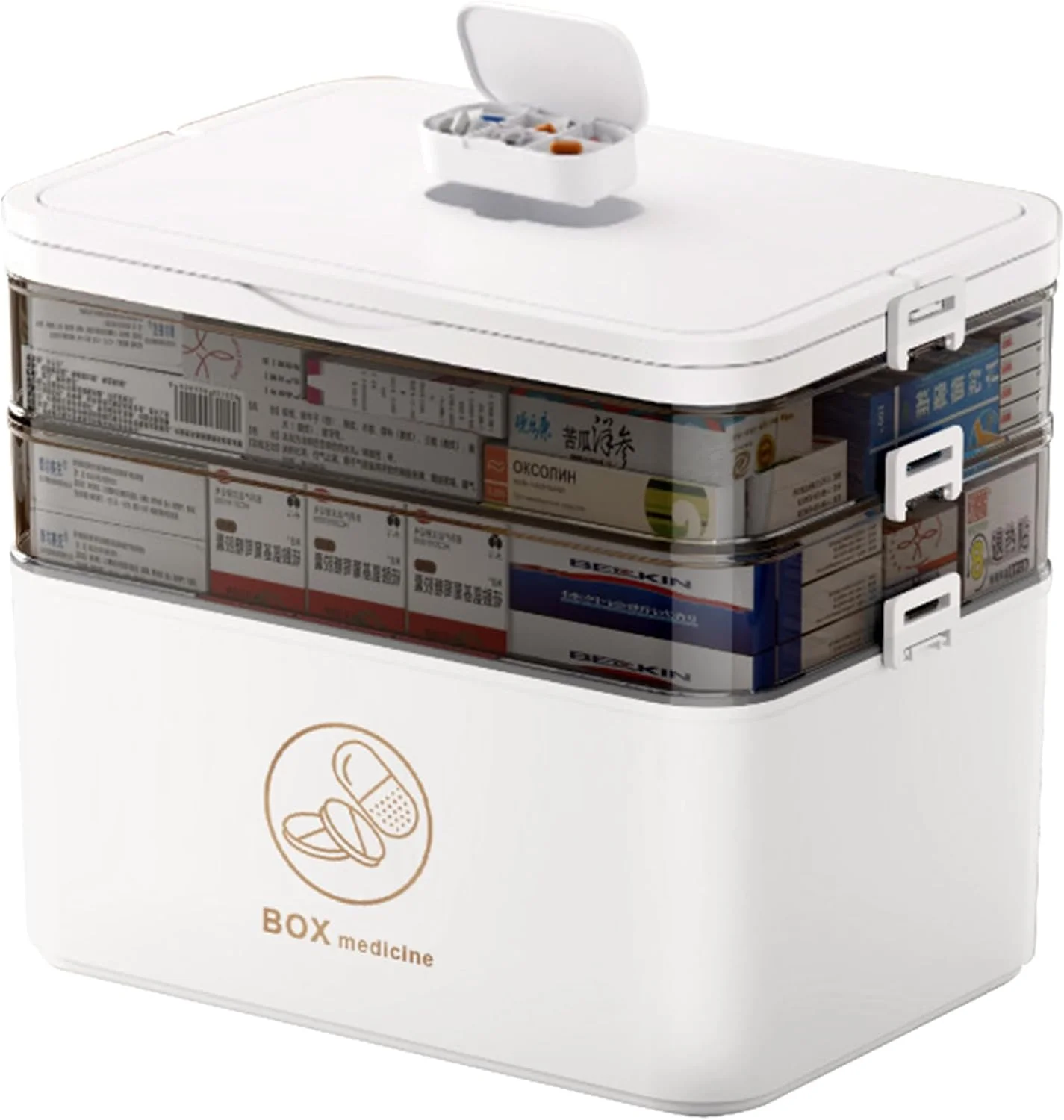 جعبه نگهداری دارو URbazaar، جعبه بزرگ دارویی 3 طبقه، سازمان دهنده قرص، جعبه کمک های اولیه قابل حمل با محفظه، جعبه نگهداری پلاستیکی برای خانواده، دفتر (بسیار بزرگ - 3 طبقه) جعبه نگهداری دارو URbazaar، جعبه بزرگ دارویی 3 طبقه، سازمان دهنده قرص، جعبه کمک های اولیه قابل حمل با محفظه، جعبه نگهداری پلاستیکی برای خانواده، دفتر (بسیار بزرگ - 3 طبقه)