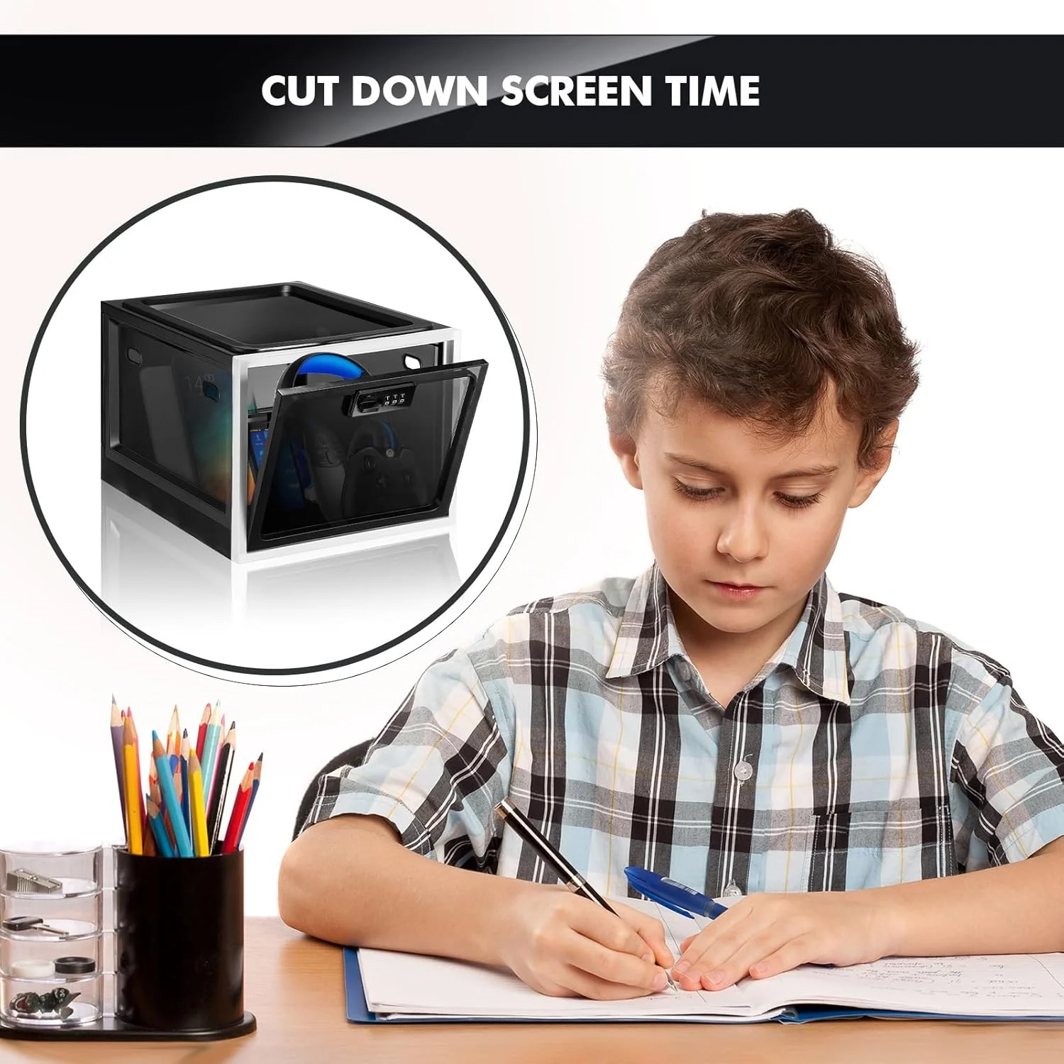 جعبه بزرگ نگهداری دارو یالی‌کوپ، جعبه کمک‌های اولیه قفل‌دار با رمز عبور برای نگهداری ایمن دارو، مواد غذایی و ایمنی خانه (سیاه سفید)