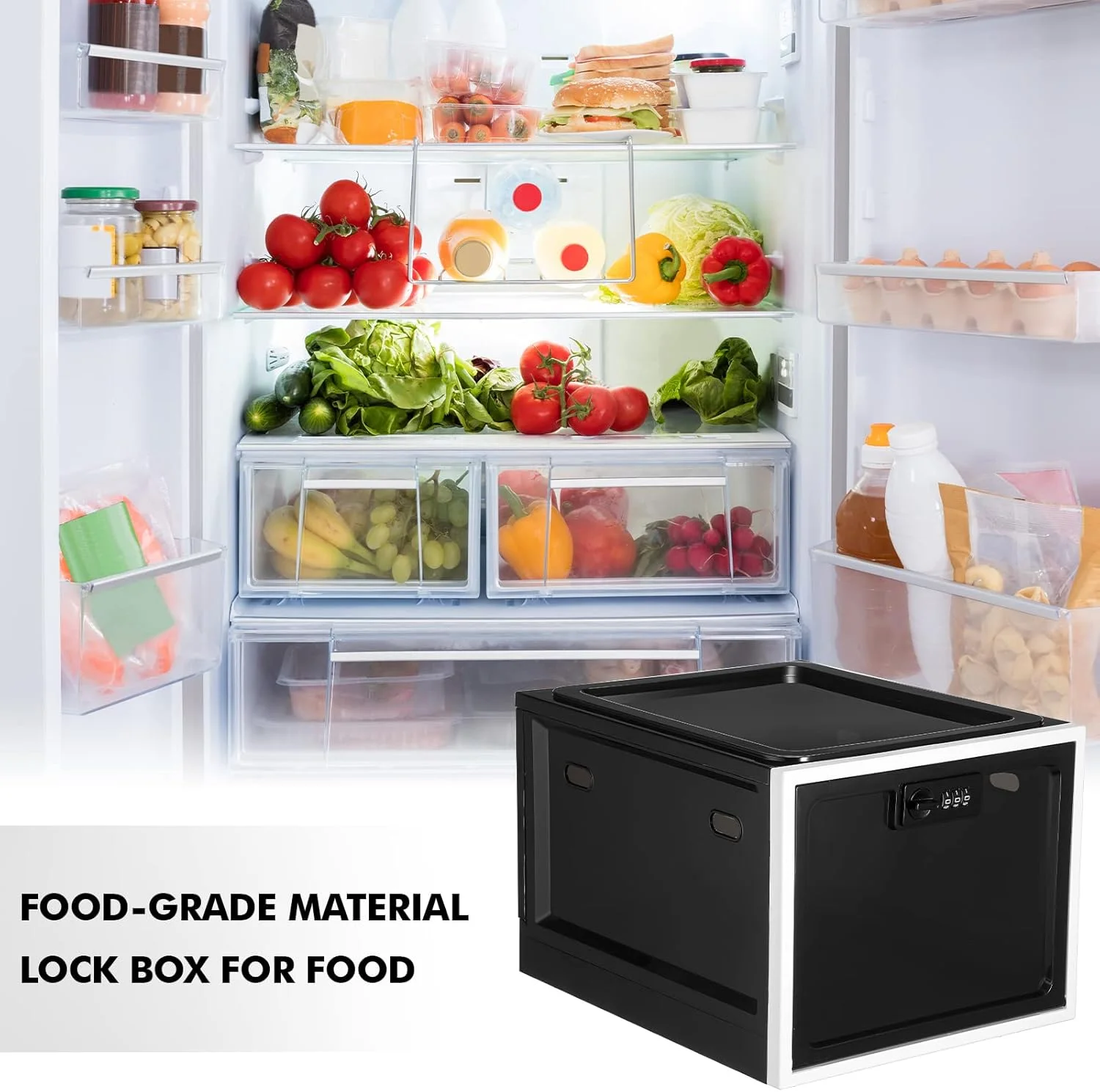 جعبه بزرگ نگهداری دارو یالی‌کوپ، جعبه کمک‌های اولیه قفل‌دار با رمز عبور برای نگهداری ایمن دارو، مواد غذایی و ایمنی خانه (سیاه سفید)