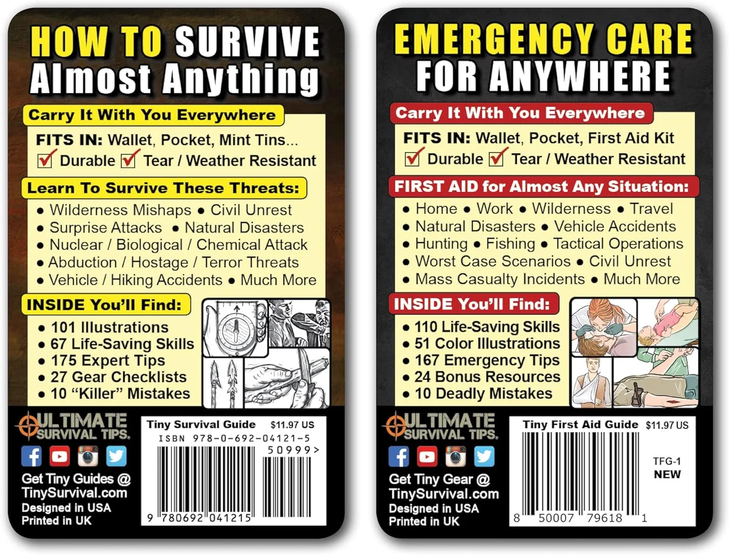 راهنمای کوچک کمک های اولیه: مراقبت های پزشکی اورژانسی برای هر مکان - راهنمای گام به گام نهایی، حمل روزانه: جیبی پزشکی بقا، راهنمای میکرو (1 راهنمای کوچک و 1 راهنمای میدانی کوچک)