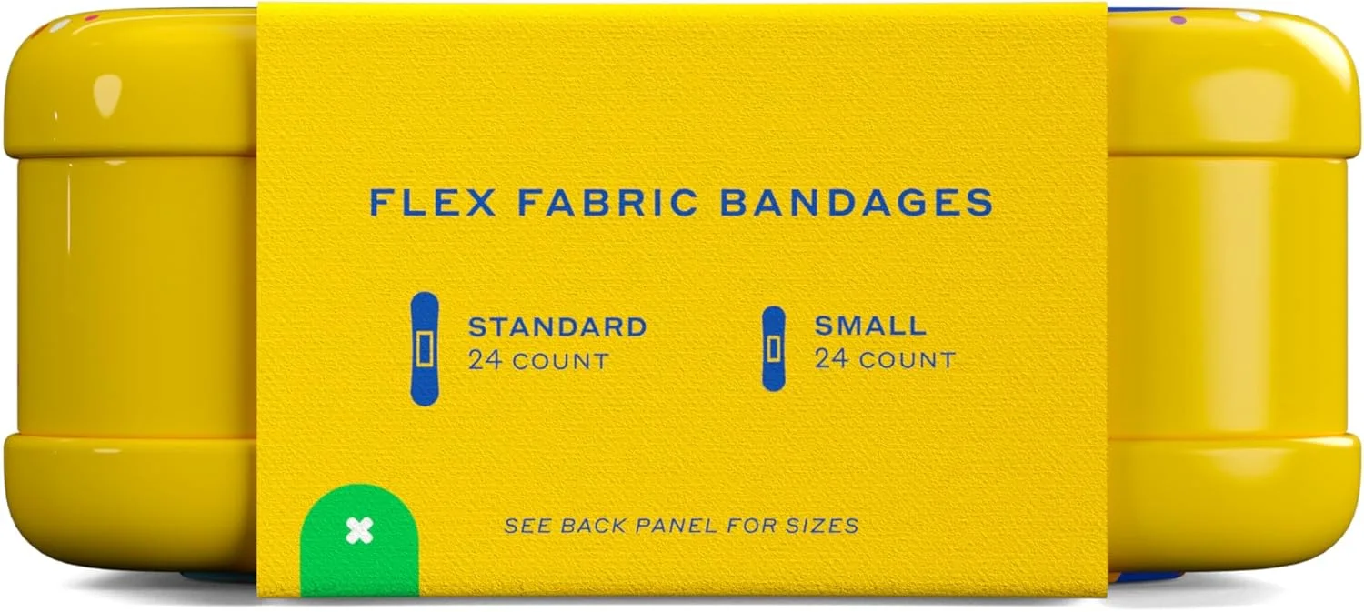 چسب زخم ولی | چسب پارچه ای انعطاف پذیر | اشکال مختلف برای بریدگی ها، خراش ها و زخم های جزئی | جعبه کمک های اولیه رنگارنگ و سرگرم کننده | طرح دار - 48 عدد