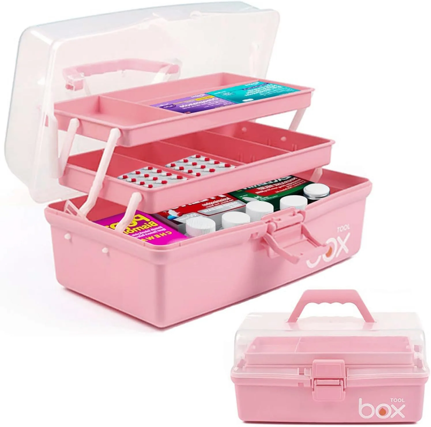 جعبه ابزار تاشو 30 سانتی متری سه لایه چند منظوره / جعبه لوازم هنری / جعبه لوازم خیاطی / جعبه کمک های اولیه خانواده / جعبه نگهداری دارو با 2 سینی (صورتی) جعبه ابزار تاشو 30 سانتی متری سه لایه چند منظوره / جعبه لوازم هنری / جعبه لوازم خیاطی / جعبه کمک های اولیه خانواده / جعبه نگهداری دارو با 2 سینی (صورتی)