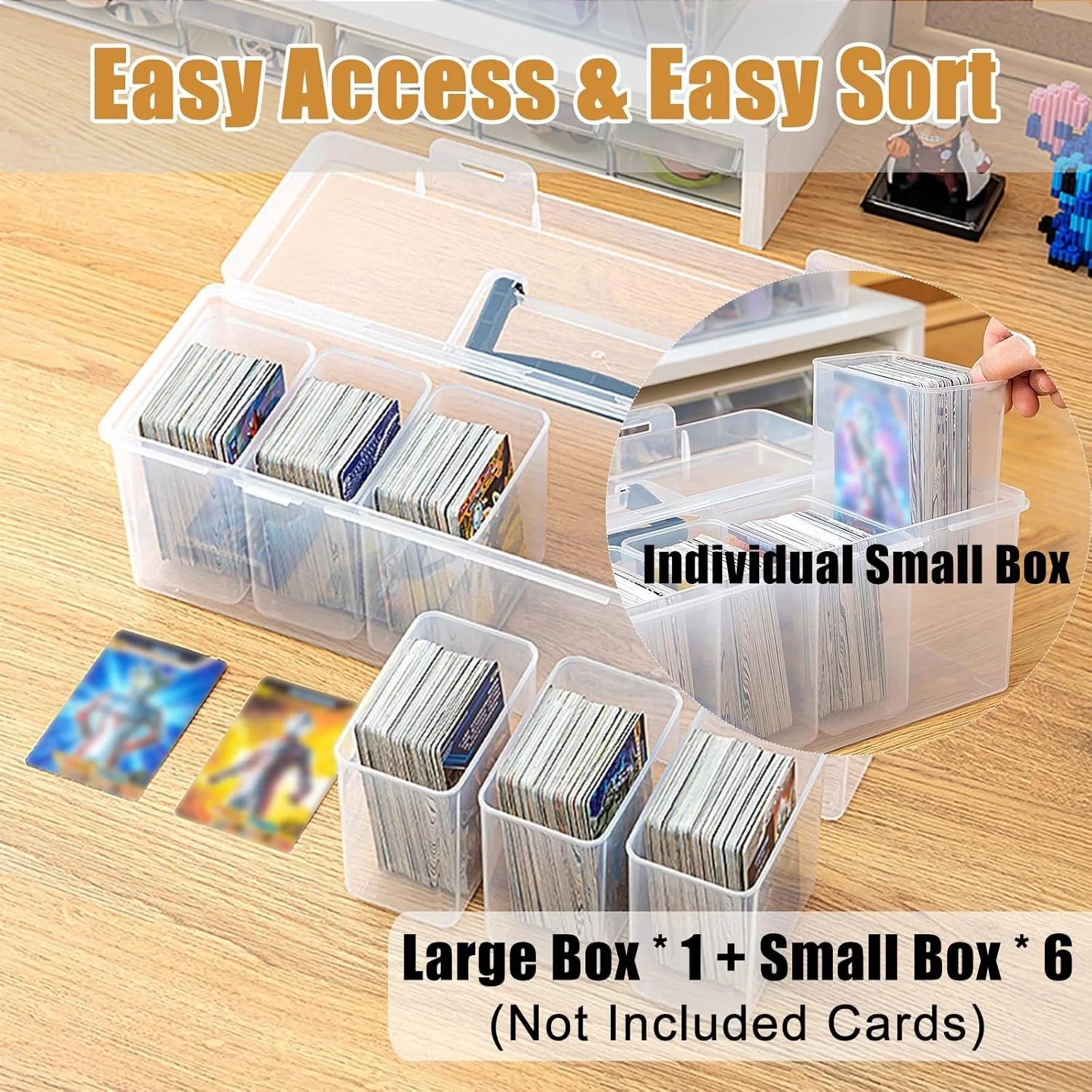 جعبه نگهداری کارت های بازی TERRIFI با دسته، مجموعه 7 عددی، پلاستیک شفاف، گنجایش بیش از 180 کارت با محافظ یا 1000+ کارت بدون محافظ، سازگار با کارت های ورزشی، بازی، MTG، بیسبال و فوتبال جعبه نگهداری کارت های بازی TERRIFI با دسته، مجموعه 7 عددی، پلاستیک شفاف، گنجایش بیش از 180 کارت با محافظ یا 1000+ کارت بدون محافظ، سازگار با کارت های ورزشی، بازی، MTG، بیسبال و فوتبال