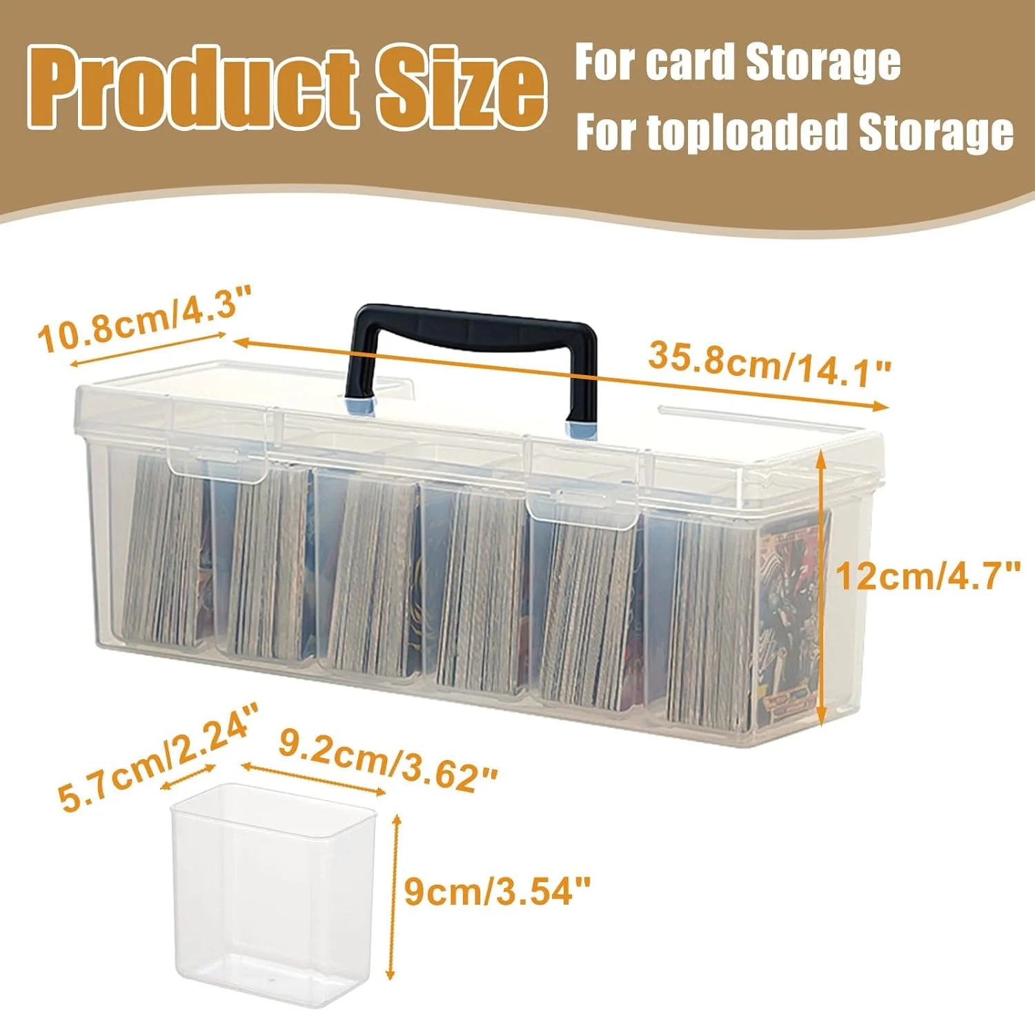 جعبه نگهداری کارت های بازی TERRIFI با دسته، مجموعه 7 عددی، پلاستیک شفاف، گنجایش بیش از 180 کارت با محافظ یا 1000+ کارت بدون محافظ، سازگار با کارت های ورزشی، بازی، MTG، بیسبال و فوتبال جعبه نگهداری کارت های بازی TERRIFI با دسته، مجموعه 7 عددی، پلاستیک شفاف، گنجایش بیش از 180 کارت با محافظ یا 1000+ کارت بدون محافظ، سازگار با کارت های ورزشی، بازی، MTG، بیسبال و فوتبال