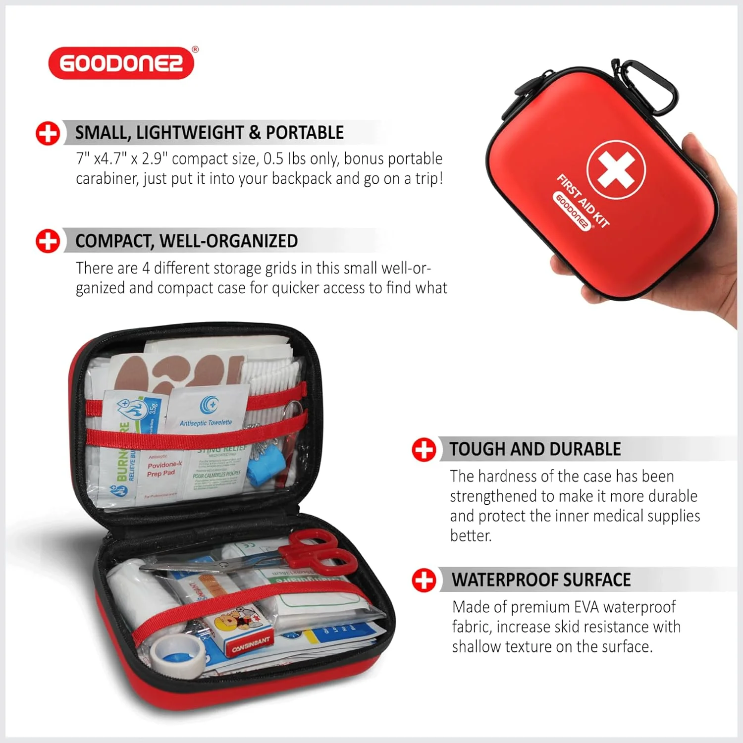 جعبه کمک های اولیه 200 تکه + جعبه بقا برای درمان و محافظت از بریدگی ها و خراش های جزئی. مناسب برای خانه، دفتر، ماشین، مدرسه، محل کار، مسافرت، شرایط اضطراری، بقا، شکار، فضای باز، کمپینگ و ورزش - قرمز جعبه کمک های اولیه 200 تکه + جعبه بقا برای درمان و محافظت از بریدگی ها و خراش های جزئی. مناسب برای خانه، دفتر، ماشین، مدرسه، محل کار، مسافرت، شرایط اضطراری، بقا، شکار، فضای باز، کمپینگ و ورزش - قرمز