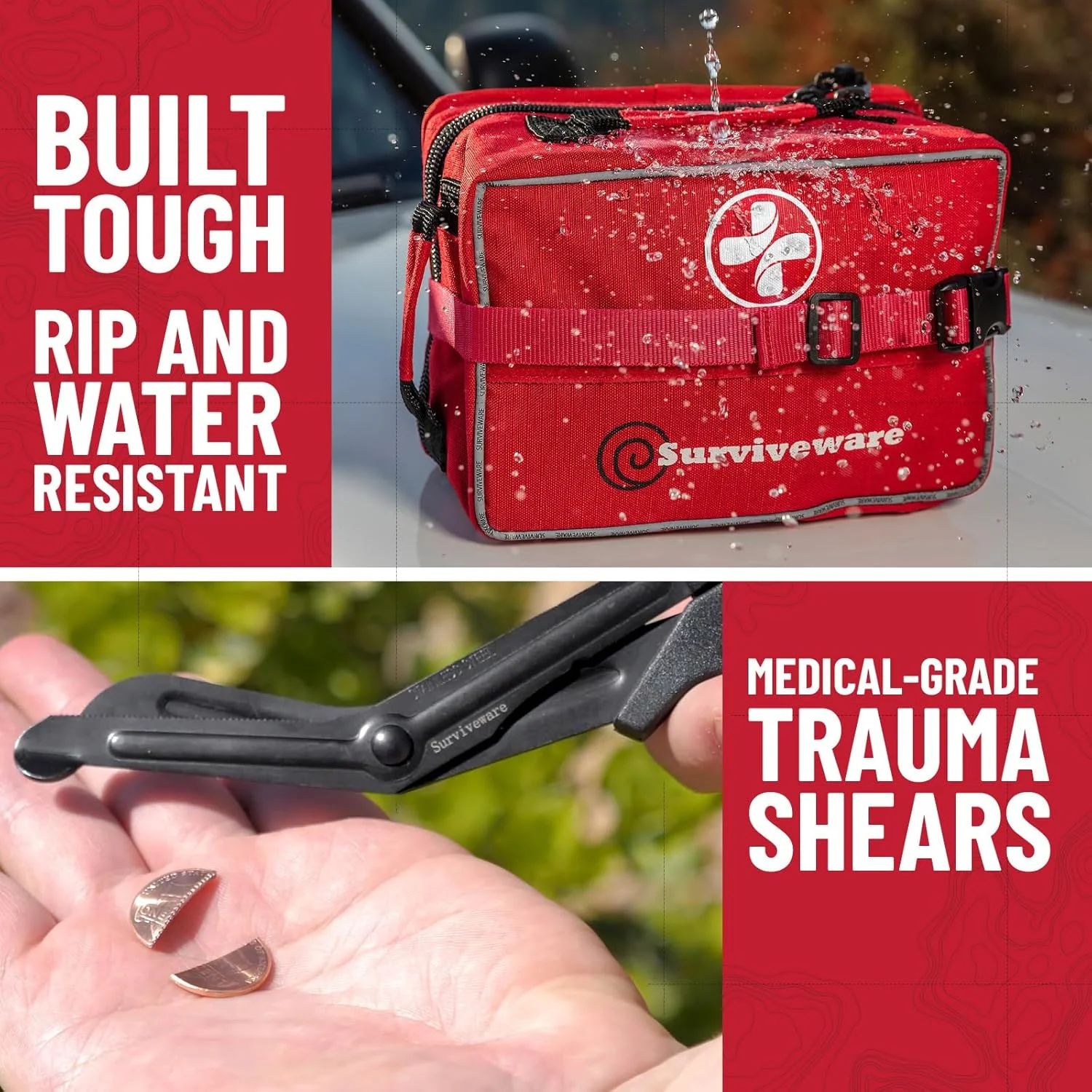 جعبه کمک های اولیه جامع و ممتاز 238 تکه Surviveware - جعبه کمک های اولیه اضطراری پزشکی برای لوازم کمپینگ مسافرتی، ملزومات خانه و شرایط اضطراری در فضای باز - کیت بقا جعبه کمک های اولیه جامع و ممتاز 238 تکه Surviveware - جعبه کمک های اولیه اضطراری پزشکی برای لوازم کمپینگ مسافرتی، ملزومات خانه و شرایط اضطراری در فضای باز - کیت بقا