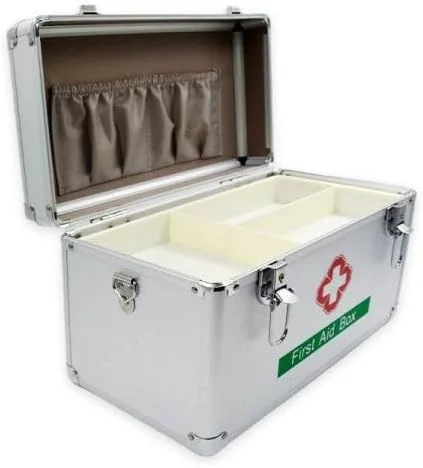 جعبه کمک های اولیه خالی ASM نقره ای | ضد آب، مناسب سفر، اضطراری و بقا | خالی | آلومینیومی | جعبه کیت کمک های اولیه