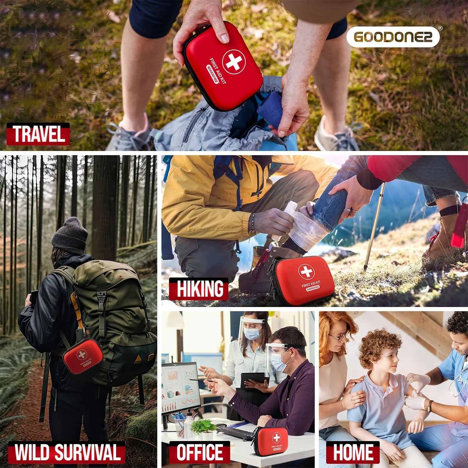 جعبه کمک های اولیه 200 تکه + جعبه بقا برای درمان و محافظت از بریدگی ها و خراش های جزئی. مناسب برای خانه، دفتر، ماشین، مدرسه، محل کار، مسافرت، شرایط اضطراری، بقا، شکار، فضای باز، کمپینگ و ورزش - قرمز جعبه کمک های اولیه 200 تکه + جعبه بقا برای درمان و محافظت از بریدگی ها و خراش های جزئی. مناسب برای خانه، دفتر، ماشین، مدرسه، محل کار، مسافرت، شرایط اضطراری، بقا، شکار، فضای باز، کمپینگ و ورزش - قرمز