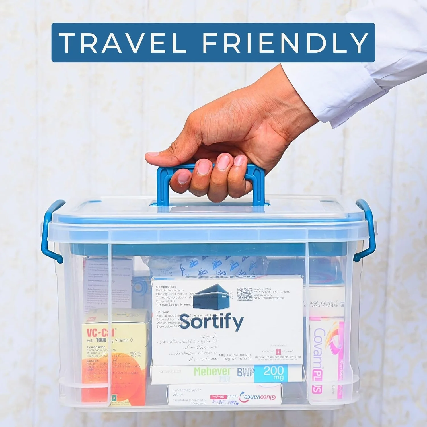 جعبه نظم دهنده دارو Sortify، با جعبه بزرگ نظم دهنده دارو با ابعاد 33x24x19 سانتی متر منظم بمانید، جعبه نگهداری دارو پلاستیکی شفاف با سینی 10 قسمتی، کابینت دارو با ظرفیت بیش از 50 دارو جعبه نظم دهنده دارو Sortify، با جعبه بزرگ نظم دهنده دارو با ابعاد 33x24x19 سانتی متر منظم بمانید، جعبه نگهداری دارو پلاستیکی شفاف با سینی 10 قسمتی، کابینت دارو با ظرفیت بیش از 50 دارو