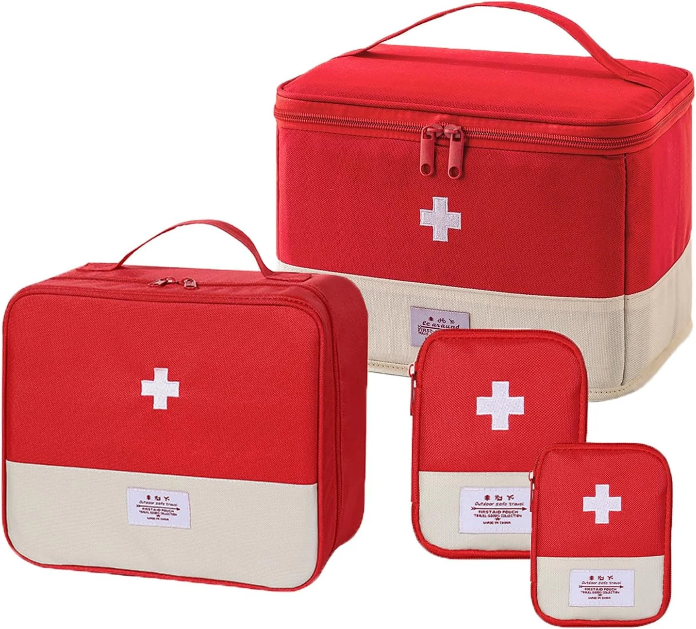 کیف کمک های اولیه قابل حمل SOOFAM، 4 عددی، کیف نگهداری داروهای اورژانسی با دسته، کیف مسافرتی مدیریت قرص، کیف نجات خالی کیت های پزشکی قابل استفاده مجدد، کیف نگهداری ابزار پزشکی مسافرتی (قرمز) کیف کمک های اولیه قابل حمل SOOFAM، 4 عددی، کیف نگهداری داروهای اورژانسی با دسته، کیف مسافرتی مدیریت قرص، کیف نجات خالی کیت های پزشکی قابل استفاده مجدد، کیف نگهداری ابزار پزشکی مسافرتی (قرمز)