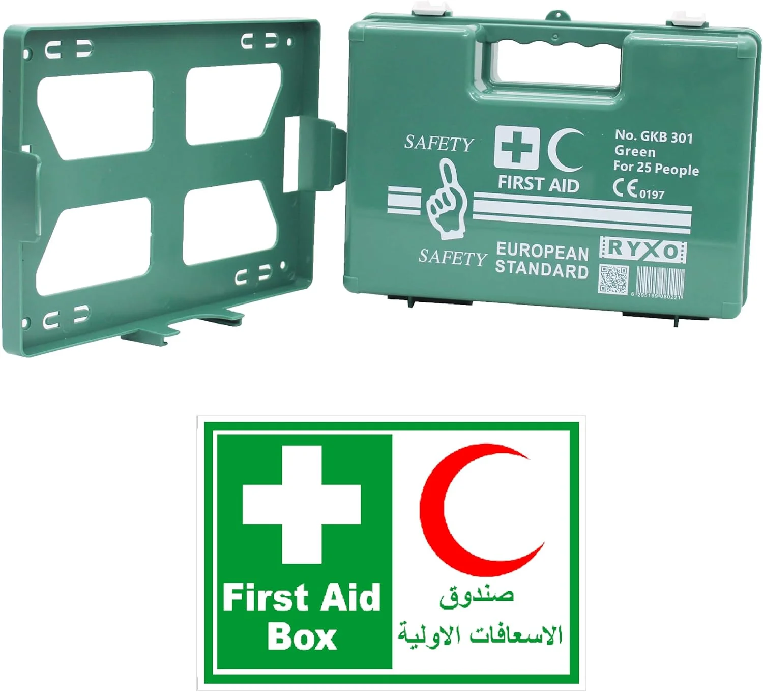 جعبه کمک های اولیه (25 نفره) به همراه برچسب جعبه کمک های اولیه A4 | پلاستیک مقاوم با براکت نصب دیواری، قابل استفاده برای 25 نفر در خانه، دفتر، کمپینگ، کارگاه، صنعتی | ایمنی RIXO | CLEARWAY جعبه کمک های اولیه (25 نفره) به همراه برچسب جعبه کمک های اولیه A4 | پلاستیک مقاوم با براکت نصب دیواری، قابل استفاده برای 25 نفر در خانه، دفتر، کمپینگ، کارگاه، صنعتی | ایمنی RIXO | CLEARWAY