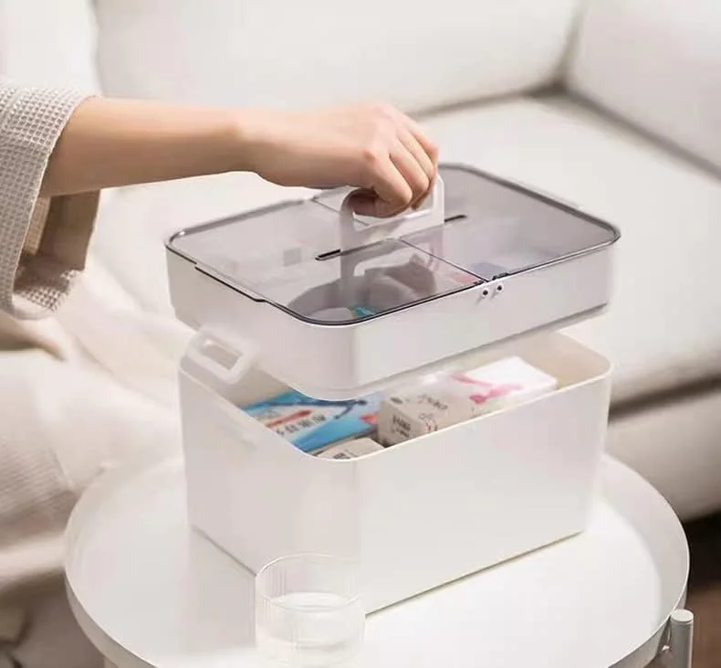 جعبه کمک های اولیه دو لایه پلاستیکی SKYISOK، جعبه دارویی با ظرفیت بزرگ، جعبه نگهداری دارو، جعبه اورژانس چند منظوره خانوادگی (سفید) جعبه کمک های اولیه دو لایه پلاستیکی SKYISOK، جعبه دارویی با ظرفیت بزرگ، جعبه نگهداری دارو، جعبه اورژانس چند منظوره خانوادگی (سفید)