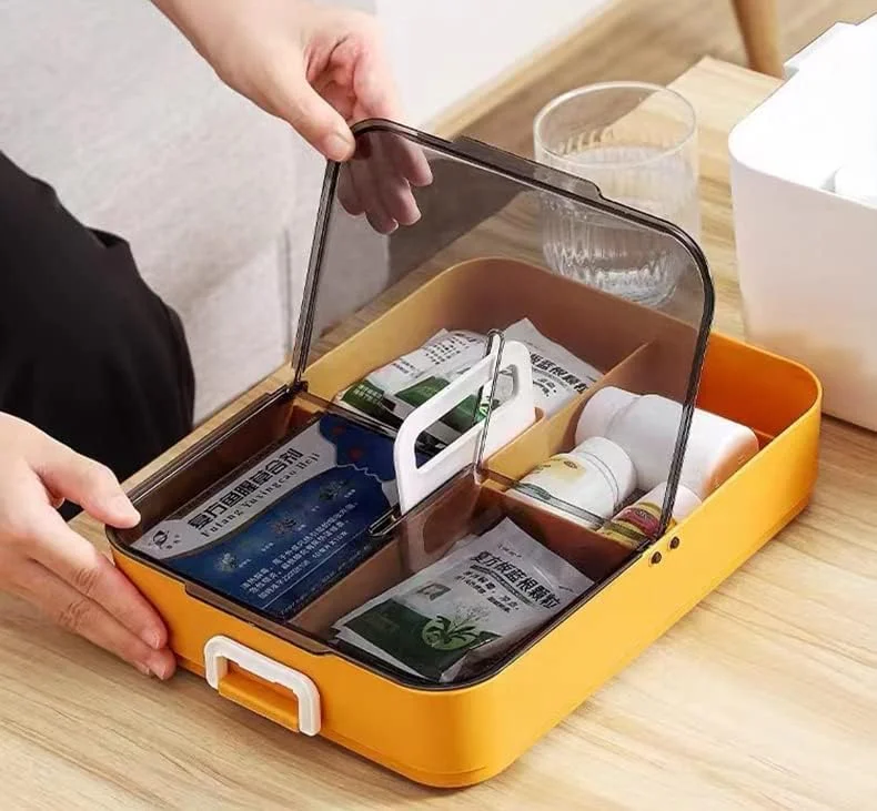 جعبه کمک های اولیه دو لایه پلاستیکی SKYISOK، جعبه دارویی با ظرفیت بزرگ، جعبه کمک های اولیه چند منظوره برای خانواده (زرد) جعبه کمک های اولیه دو لایه پلاستیکی SKYISOK، جعبه دارویی با ظرفیت بزرگ، جعبه کمک های اولیه چند منظوره برای خانواده (زرد)