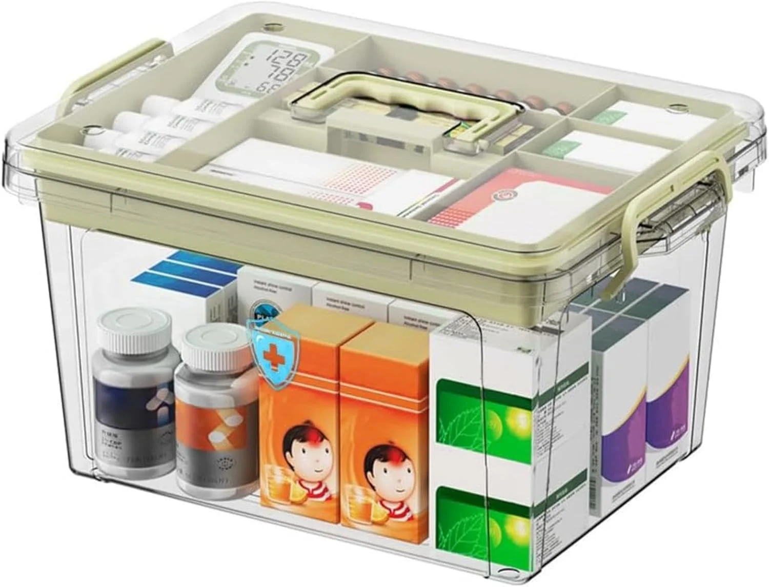 جعبه نگهداری لوازم پزشکی خانواده SKY-TOUCH: جعبه نگهداری پلاستیکی شفاف با سینی، جعبه ابزار با دسته، جعبه نگهداری چند منظوره برای داروها، اسباب بازی ها، ابزار، لوازم اداری (37 * 26 * 20 سانتی متر بژ) جعبه نگهداری لوازم پزشکی خانواده SKY-TOUCH: جعبه نگهداری پلاستیکی شفاف با سینی، جعبه ابزار با دسته، جعبه نگهداری چند منظوره برای داروها، اسباب بازی ها، ابزار، لوازم اداری (37 * 26 * 20 سانتی متر بژ)