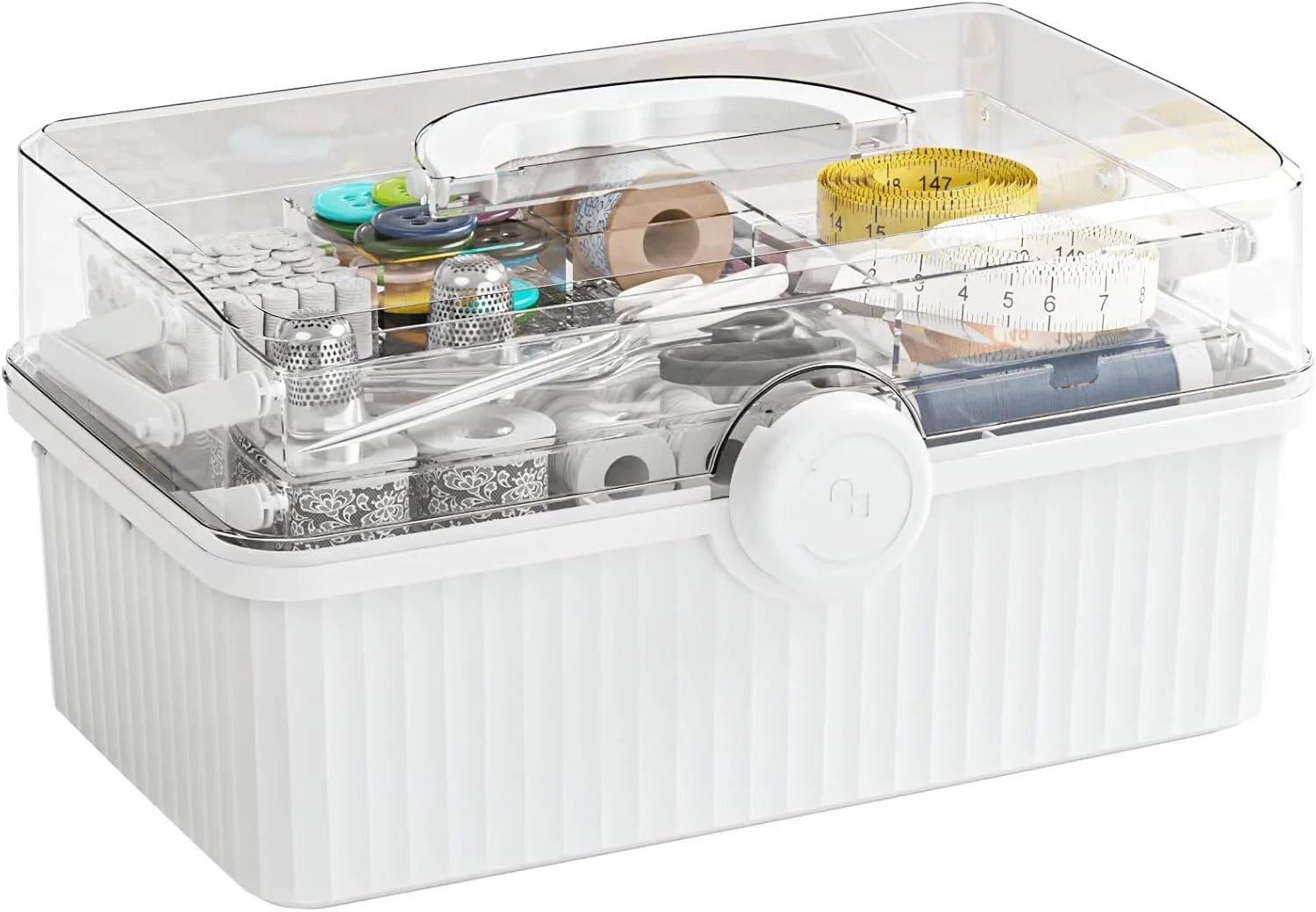 جعبه کمک های اولیه پلاستیکی سه لایه Sagreeny و جعبه لوازم هنری با دسته قابل حمل و جعبه نگهداری دارو چند منظوره برای نگهداری داروهای ضروری، سفید جعبه کمک های اولیه پلاستیکی سه لایه Sagreeny و جعبه لوازم هنری با دسته قابل حمل و جعبه نگهداری دارو چند منظوره برای نگهداری داروهای ضروری، سفید