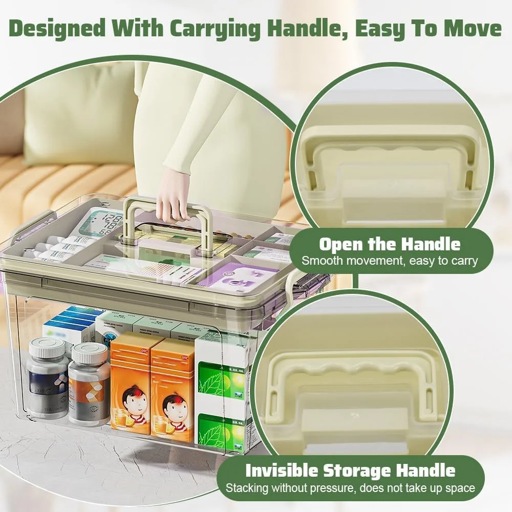 جعبه نگهداری لوازم پزشکی خانواده SKY-TOUCH: جعبه نگهداری پلاستیکی شفاف با سینی، جعبه ابزار با دسته، جعبه نگهداری چند منظوره برای داروها، اسباب بازی ها، ابزار، لوازم اداری (37 * 26 * 20 سانتی متر بژ) جعبه نگهداری لوازم پزشکی خانواده SKY-TOUCH: جعبه نگهداری پلاستیکی شفاف با سینی، جعبه ابزار با دسته، جعبه نگهداری چند منظوره برای داروها، اسباب بازی ها، ابزار، لوازم اداری (37 * 26 * 20 سانتی متر بژ)