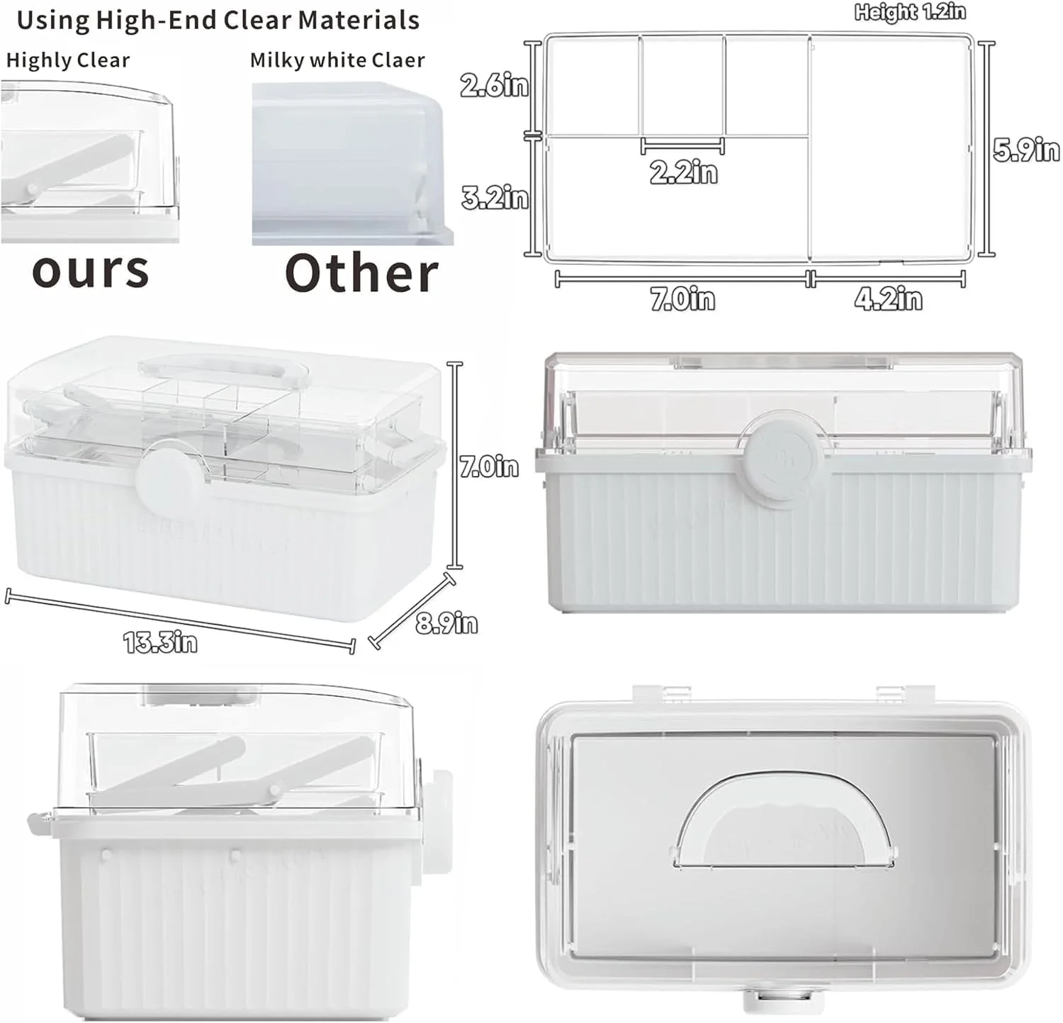 جعبه کمک های اولیه پلاستیکی سه لایه Sagreeny و جعبه لوازم هنری با دسته قابل حمل و جعبه نگهداری دارو چند منظوره برای نگهداری داروهای ضروری، سفید جعبه کمک های اولیه پلاستیکی سه لایه Sagreeny و جعبه لوازم هنری با دسته قابل حمل و جعبه نگهداری دارو چند منظوره برای نگهداری داروهای ضروری، سفید