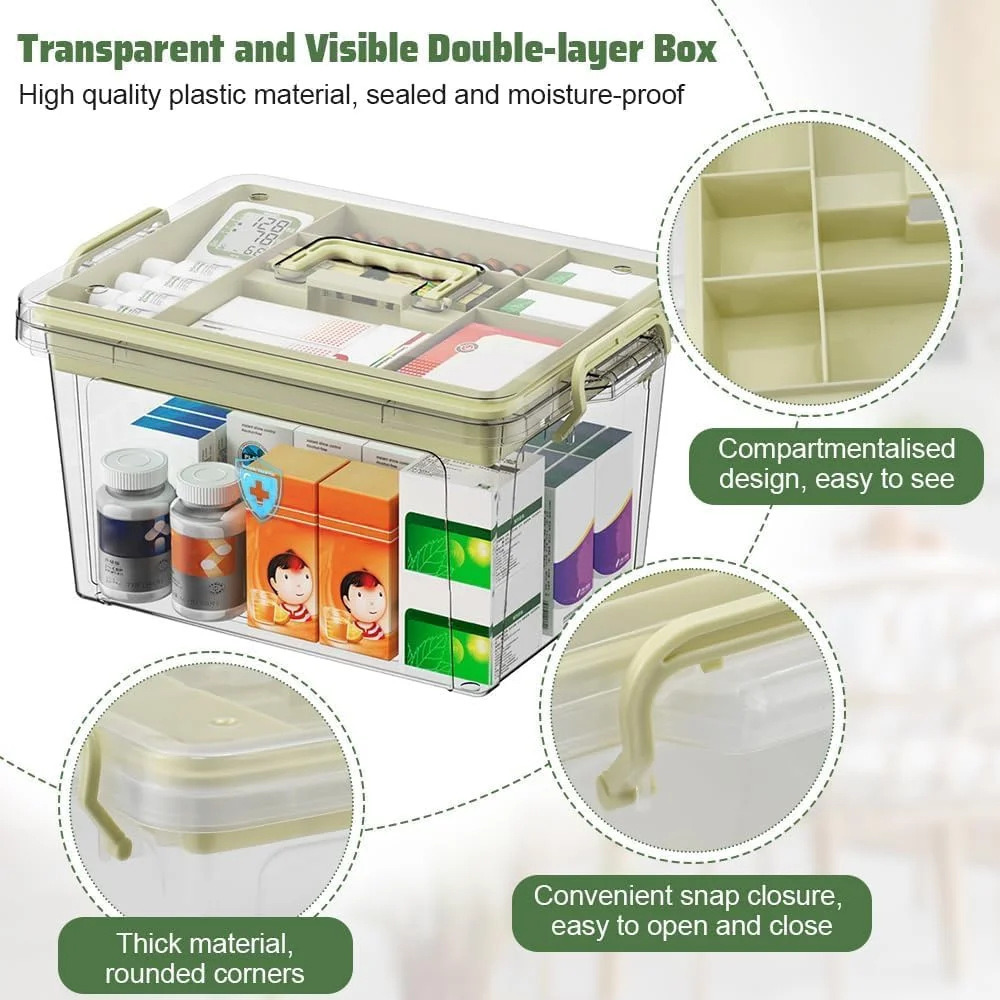 جعبه نگهداری لوازم پزشکی خانواده SKY-TOUCH: جعبه نگهداری پلاستیکی شفاف با سینی، جعبه ابزار با دسته، جعبه نگهداری چند منظوره برای داروها، اسباب بازی ها، ابزار، لوازم اداری (37 * 26 * 20 سانتی متر بژ) جعبه نگهداری لوازم پزشکی خانواده SKY-TOUCH: جعبه نگهداری پلاستیکی شفاف با سینی، جعبه ابزار با دسته، جعبه نگهداری چند منظوره برای داروها، اسباب بازی ها، ابزار، لوازم اداری (37 * 26 * 20 سانتی متر بژ)