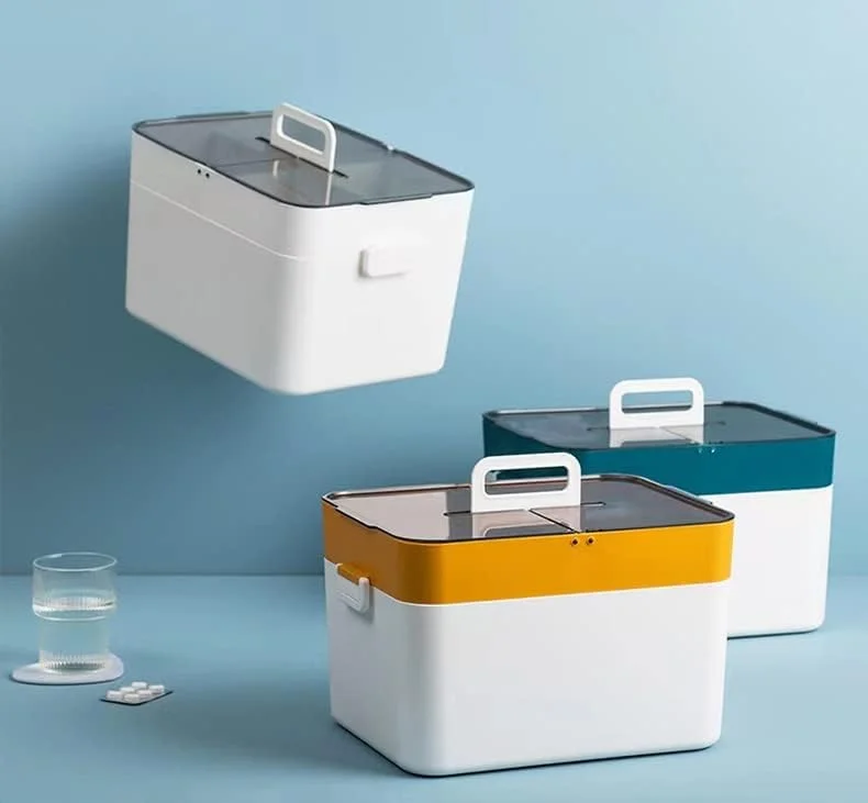 جعبه کمک های اولیه دو لایه پلاستیکی SKYISOK، جعبه دارویی با ظرفیت بزرگ، جعبه کمک های اولیه چند منظوره برای خانواده (زرد) جعبه کمک های اولیه دو لایه پلاستیکی SKYISOK، جعبه دارویی با ظرفیت بزرگ، جعبه کمک های اولیه چند منظوره برای خانواده (زرد)