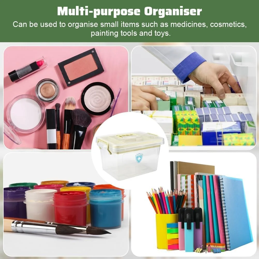 جعبه نگهداری لوازم پزشکی خانواده SKY-TOUCH: جعبه نگهداری پلاستیکی شفاف با سینی، جعبه ابزار با دسته، جعبه نگهداری چند منظوره برای داروها، اسباب بازی ها، ابزار، لوازم اداری (37 * 26 * 20 سانتی متر بژ) جعبه نگهداری لوازم پزشکی خانواده SKY-TOUCH: جعبه نگهداری پلاستیکی شفاف با سینی، جعبه ابزار با دسته، جعبه نگهداری چند منظوره برای داروها، اسباب بازی ها، ابزار، لوازم اداری (37 * 26 * 20 سانتی متر بژ)