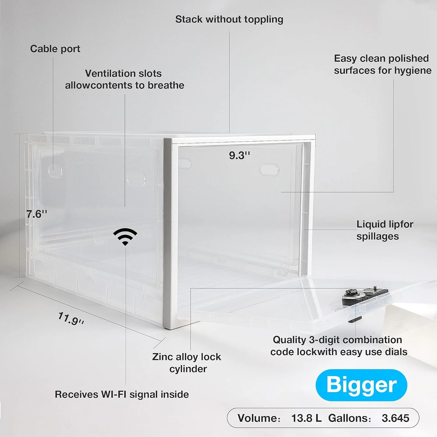 جعبه قفل دار بزرگ سانیدیکا - جعبه های قفل دار یخچال برای نگهداری مواد غذایی - جعبه کمک های اولیه ضد کودک - جعبه قرص قفل دار - سازمان دهنده پزشکی - قفسه آیپد تبلت - زندان تلفن همراه