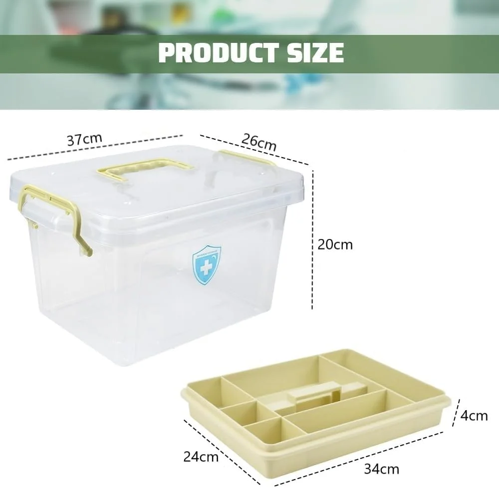 جعبه نگهداری لوازم پزشکی خانواده SKY-TOUCH: جعبه نگهداری پلاستیکی شفاف با سینی، جعبه ابزار با دسته، جعبه نگهداری چند منظوره برای داروها، اسباب بازی ها، ابزار، لوازم اداری (37 * 26 * 20 سانتی متر بژ) جعبه نگهداری لوازم پزشکی خانواده SKY-TOUCH: جعبه نگهداری پلاستیکی شفاف با سینی، جعبه ابزار با دسته، جعبه نگهداری چند منظوره برای داروها، اسباب بازی ها، ابزار، لوازم اداری (37 * 26 * 20 سانتی متر بژ)